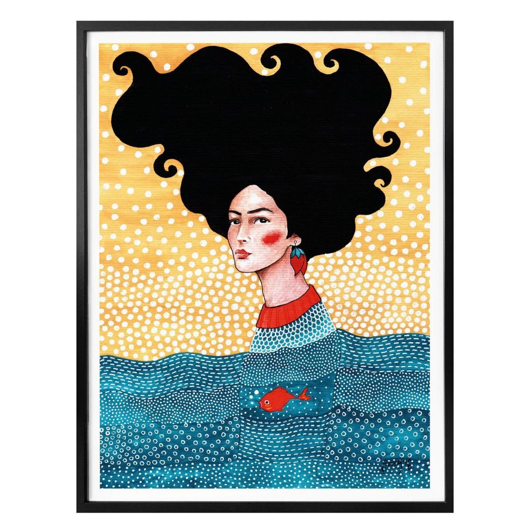 K&L Wall Art Poster Poster Hülya kraftvolles Portrait Sommer Drüber und Drunter, Wohnzimmer Wandbild modern