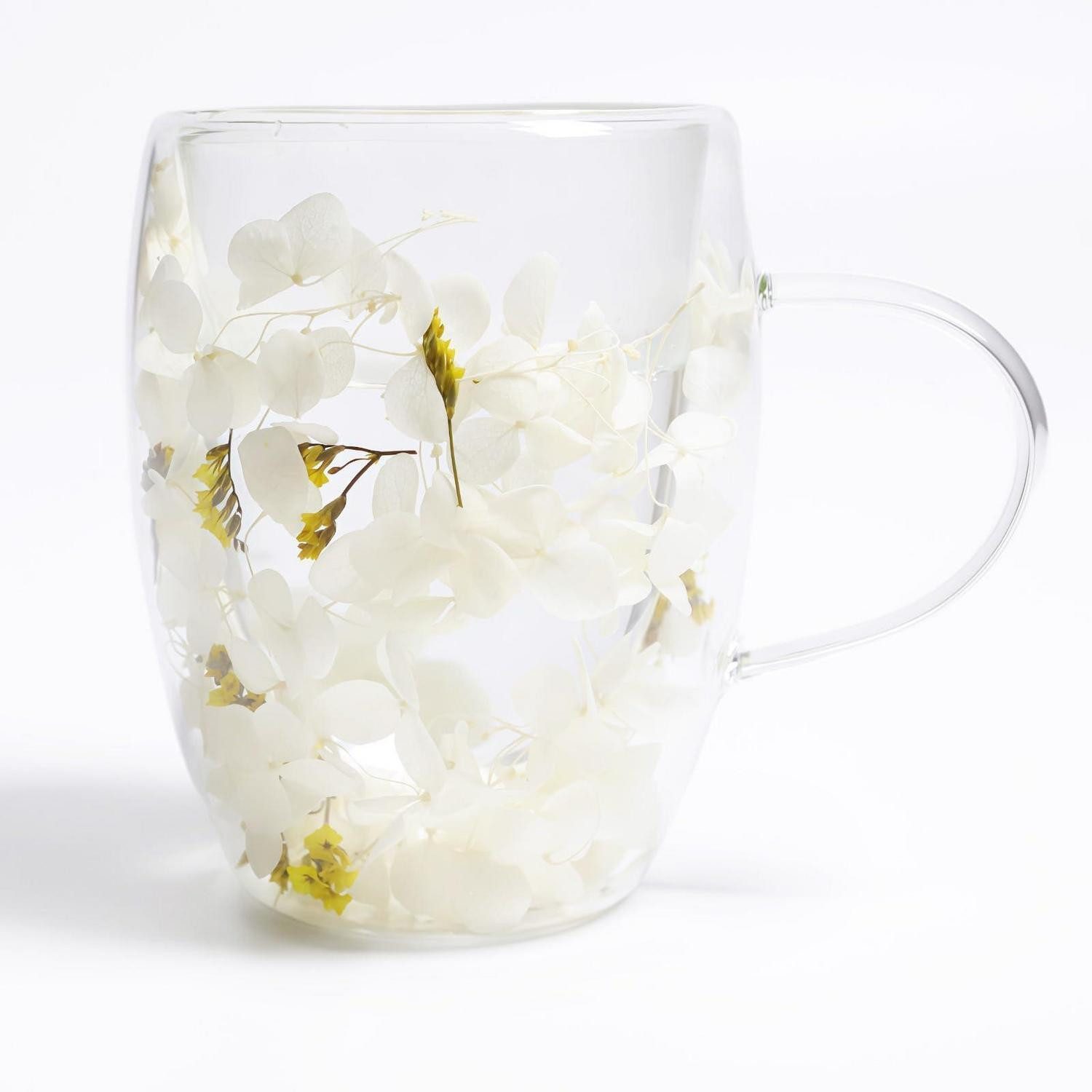 LuxusKollektion Latte-Macchiato-Glas Kaffeeglas Blumen Doppelwandig 350ml, Glas