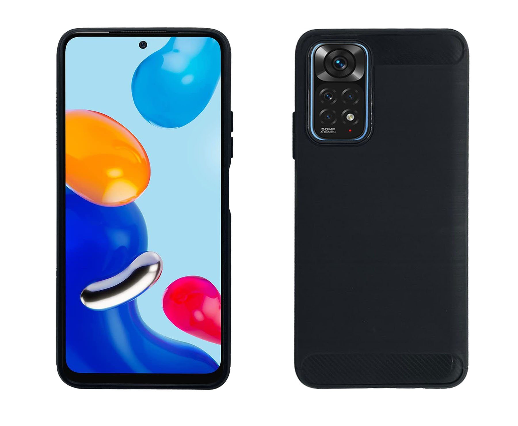 cofi1453 Handyhülle Silikon Hülle Carbon Case TPU für XIAOMI REDMI NOTE 11s Schwarz