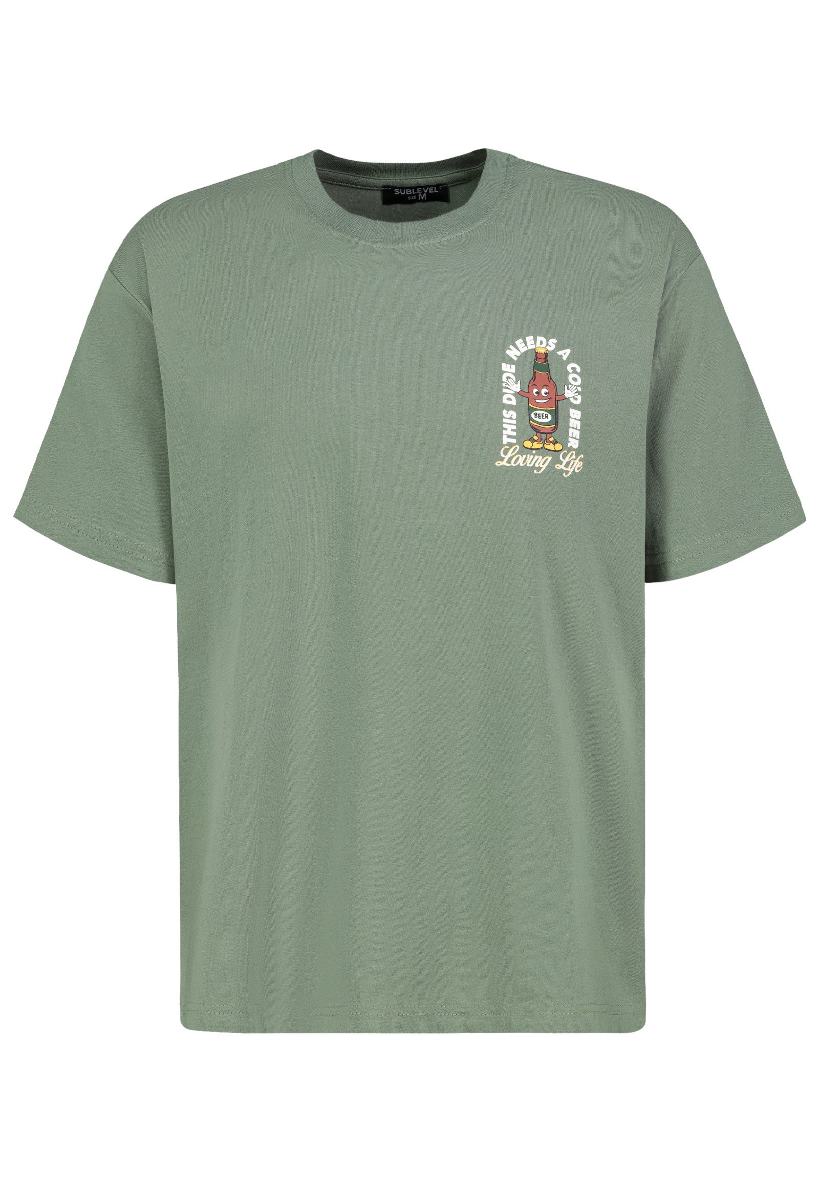 SUBLEVEL T-Shirt Lässiges T-Shirt mit witzigem für Herren (1-tlg) Baumwolle Loose Fit Rundhals Kurzarm Spruch atmungsaktiv
