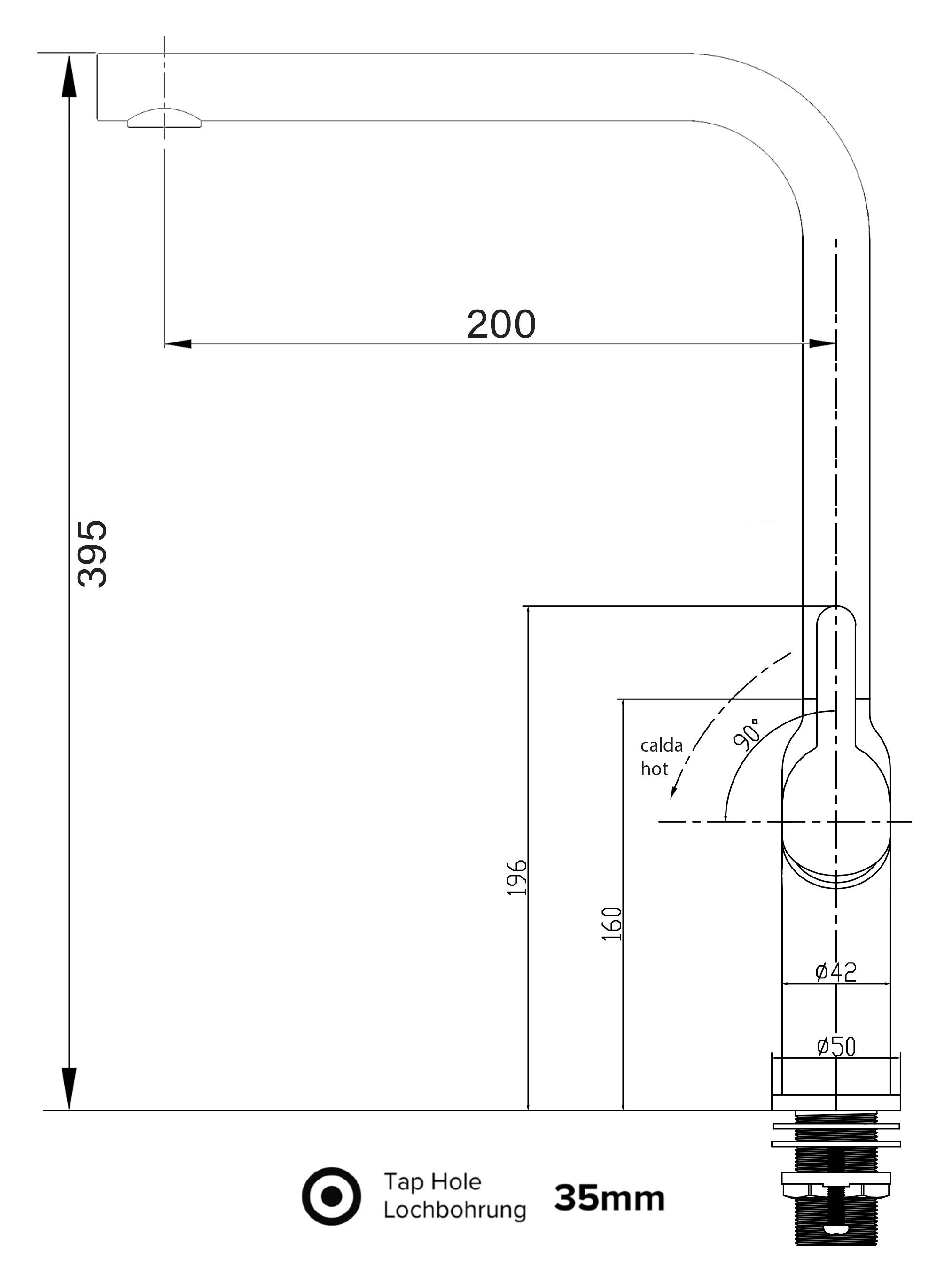 schwenkbarem Wasserhahn chrom Auslauf 360° Design Hochdruck, Küchenarmatur Verchromung VIZIO Küchenarmatur mit Hochwertige