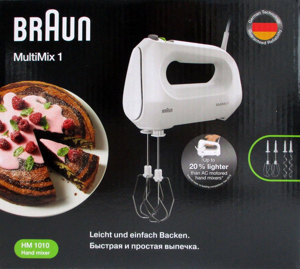 Braun Handmixer HM 1010 WH MultiMix 1, 4 Geschwindigkeitsstufen