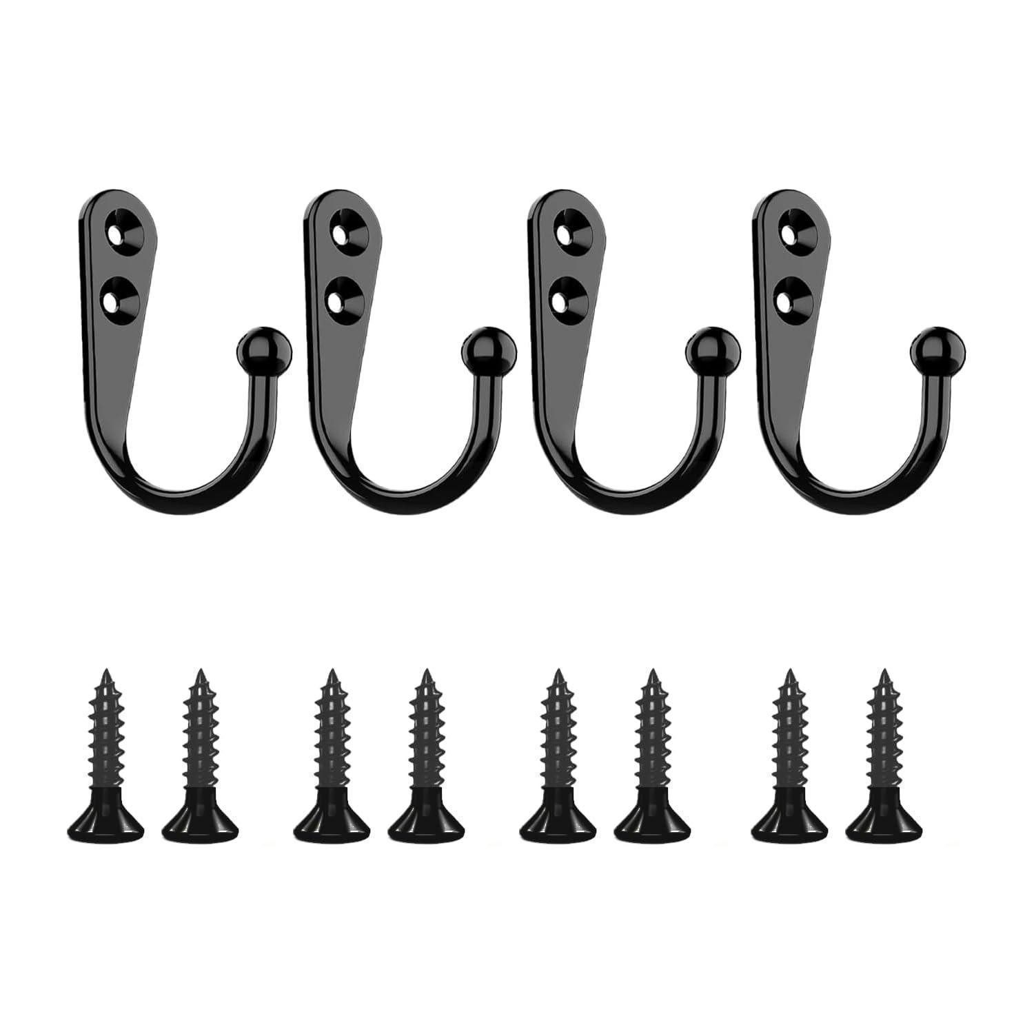 LuxusKollektion Kleiderhaken Kleiderhaken Schwarz 4er-Set, (4-St)