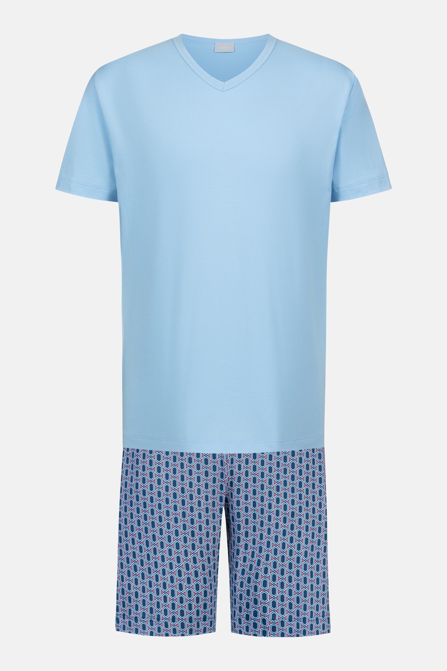 Mey Schlafanzug Mey male Anzug kurz Serie Straight Geo (2 tlg) Reine Baumwolle, Jersey-Qualität, purer Komfort