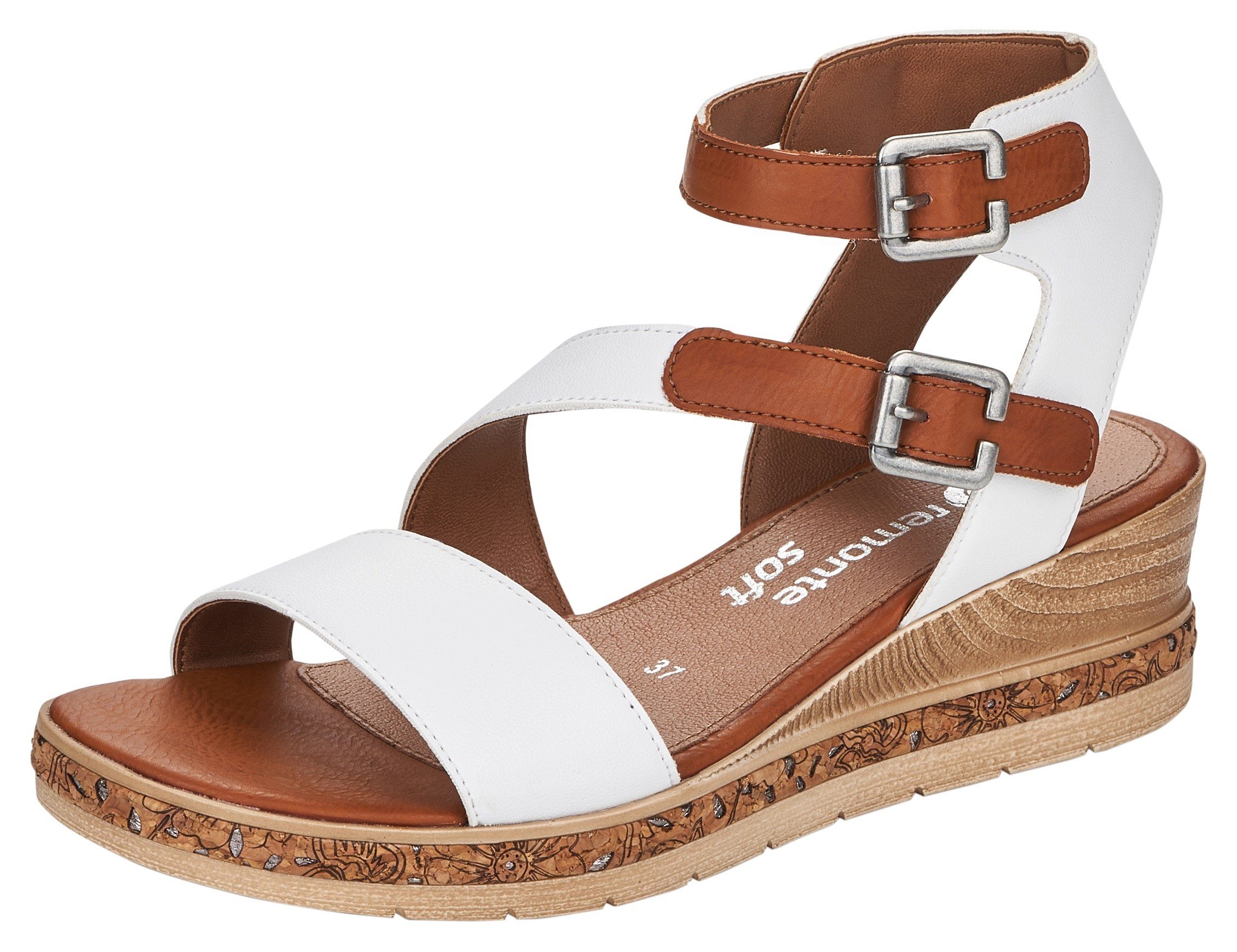 Remonte Sandalette mit Klettverschlüssen weiß-kombiniert | Sandaletten