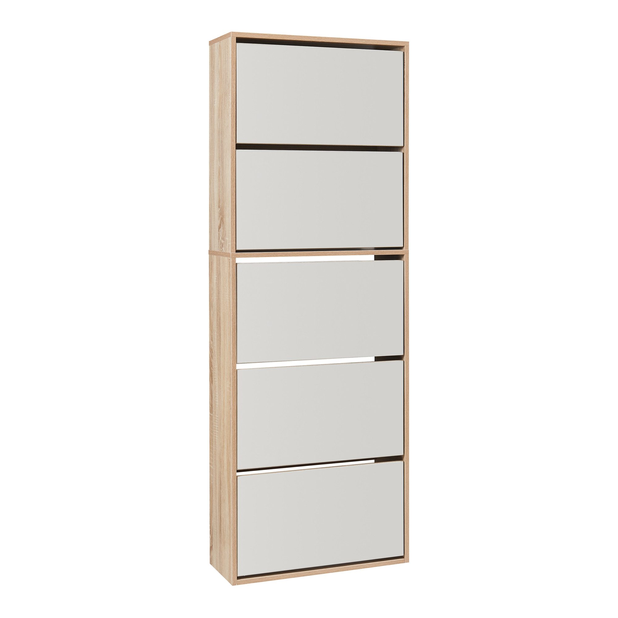en.casa Schuhkipper, »Lund« mit 5 verspiegelten Klappen Sonoma-Eichenoptik günstig online kaufen