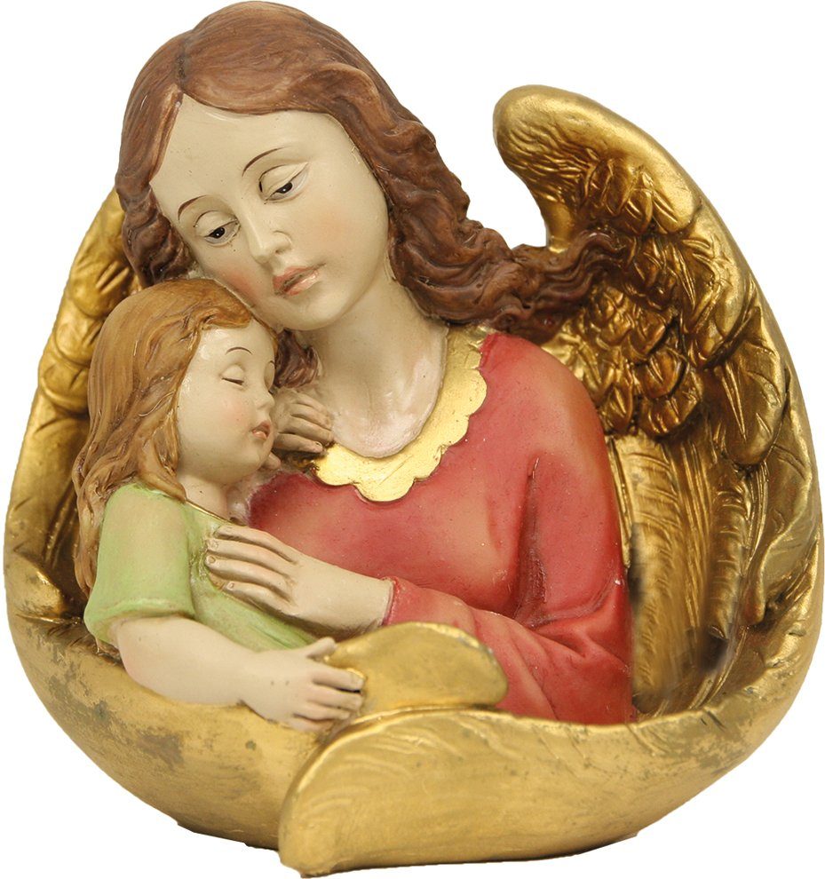 dekoprojekt Dekofigur Heiligenfigur Schutzengel mit Mädchen 11 cm