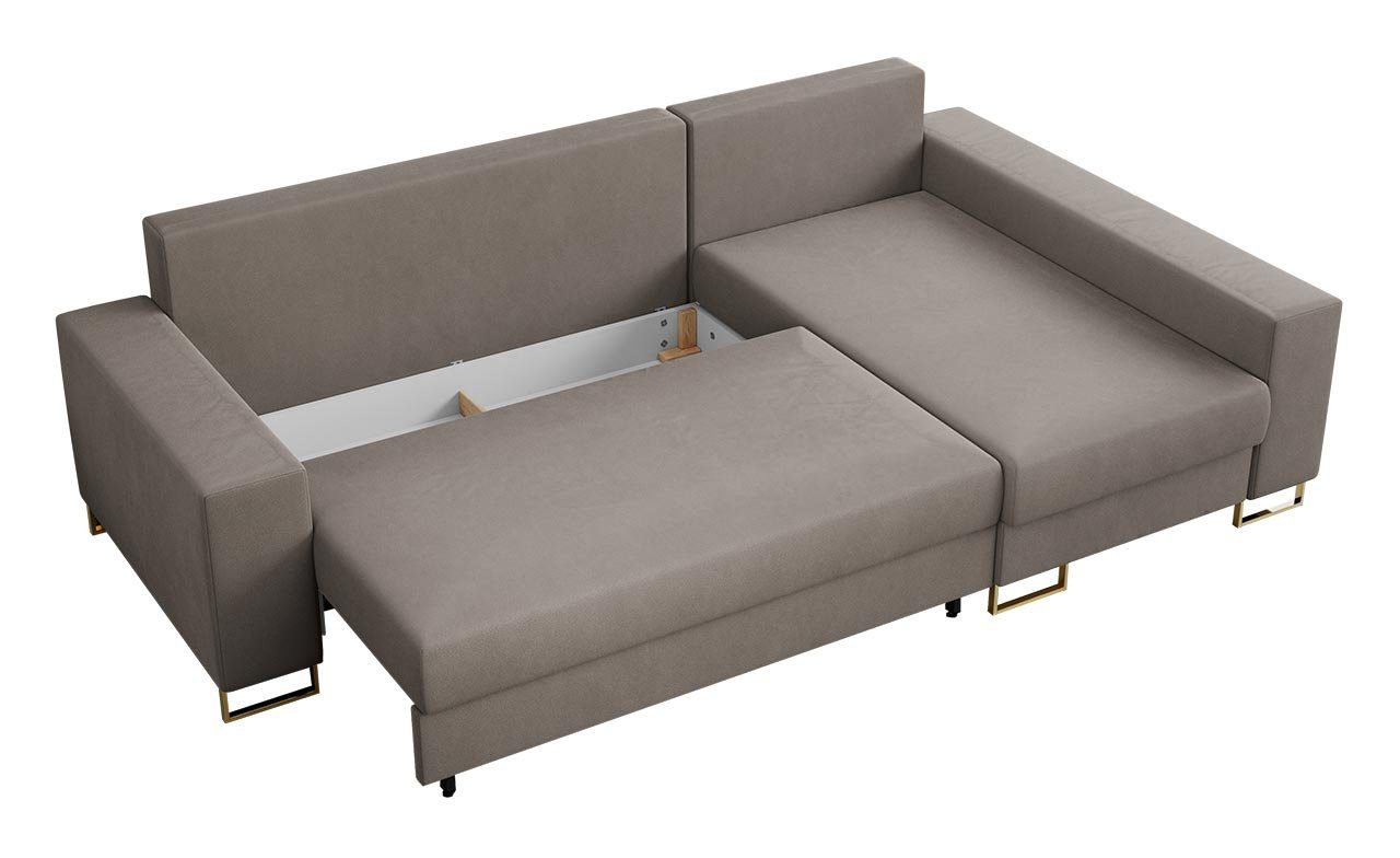 MKS MÖBEL Ecksofa DORIAN, Modern Couch, L-Form Wohnlandschaft Dunkelbeige Letto Ecksofa