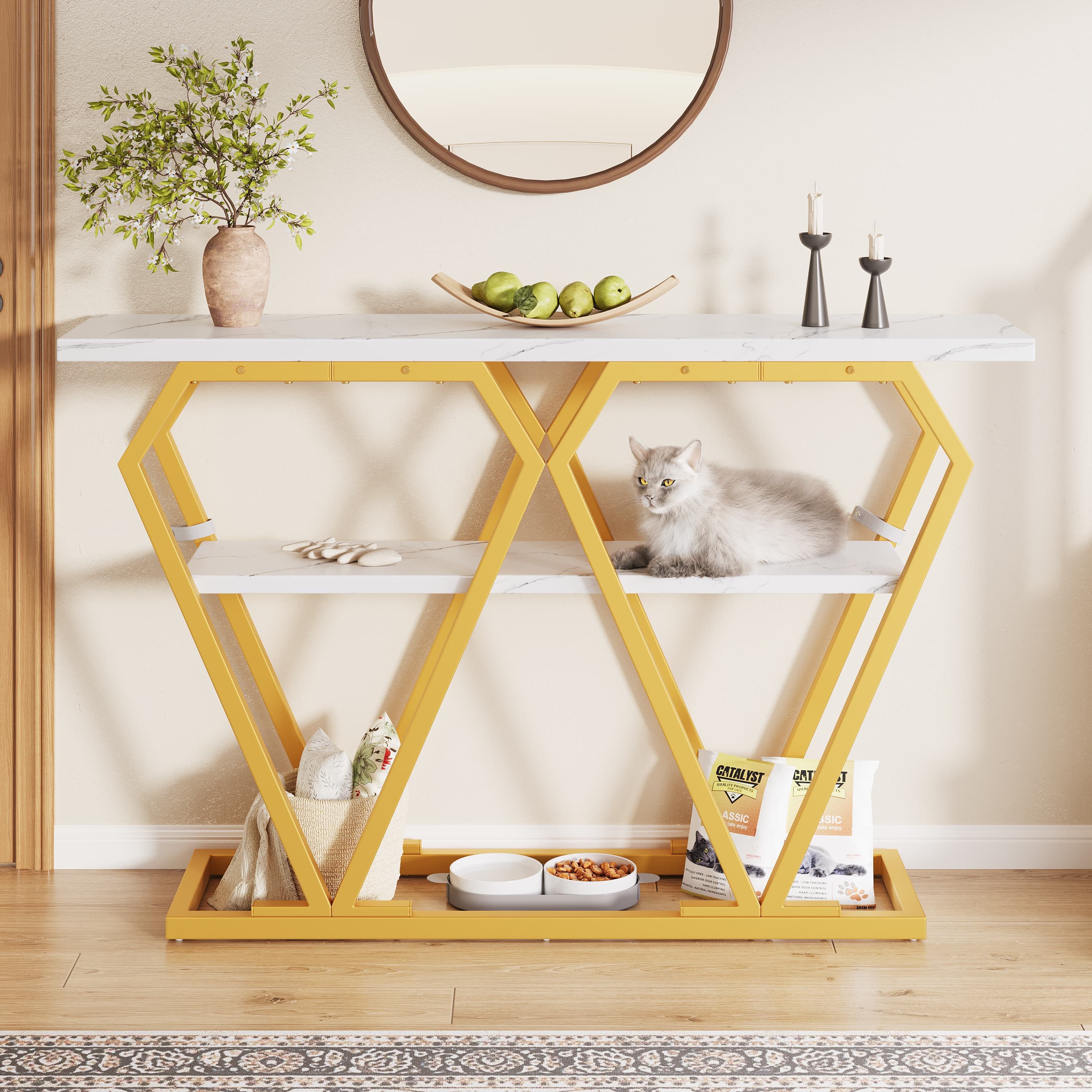ANYSUN Konsolentisch Küchentisch Balkontisch (Spar-Set, 1Tisch), 120 x 29,5 x 80 cm Holztisch mit Marmoroptik-Platte