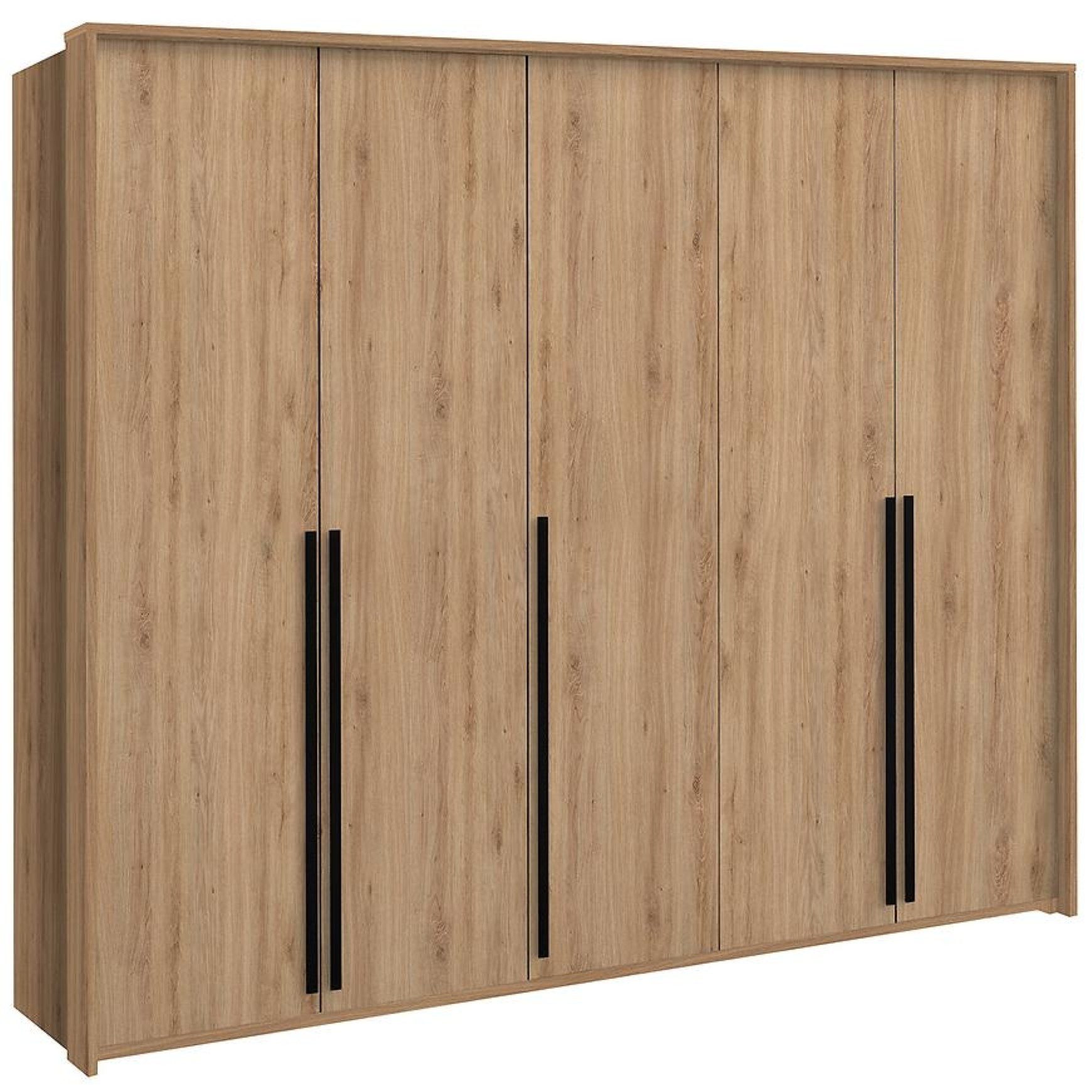 Masseno Drehtürenschrank AZIR 255 cm Kleiderschrank 4 Türen Schlafzimmerschrank Eichefarben