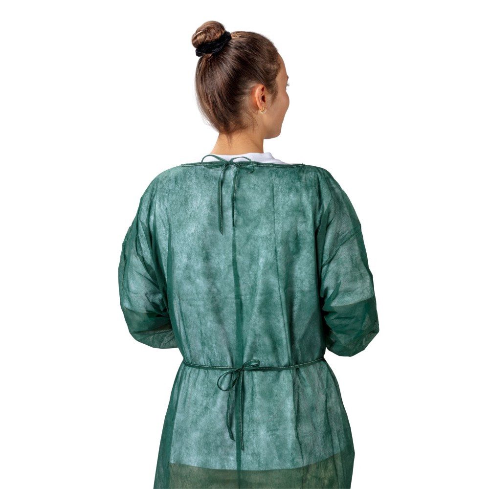 Medi-Inn Kittelschürze Besucherkittel 136 x 140 cm, mit Strickbündchen, dunkelgrün, PP-Vlies, (100-tlg)