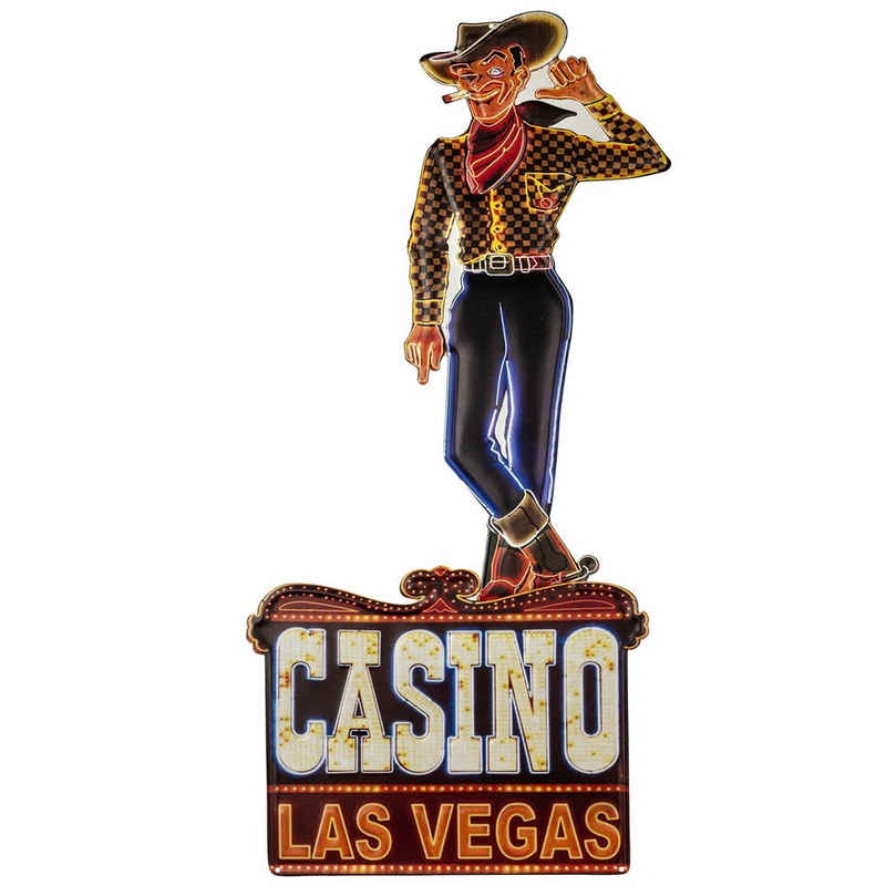 Moritz Metallschild Las Vegas Casino Slots Cowboy Western, Blechschild 35 x 70 cm Retro Vintage Wand Schild Küche
