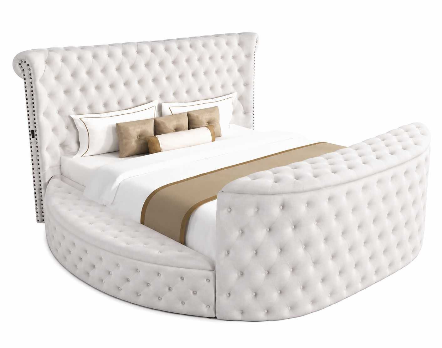 JVmoebel Polsterbett Elegantes weißes Chesterfield Bett mit Knopfheftung und Luxus Design, Made in Europa