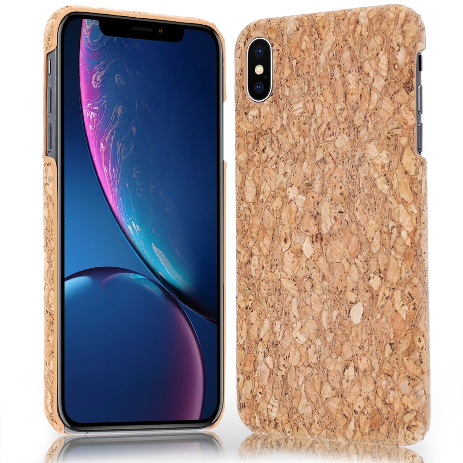 Nalia Smartphone-Hülle Apple iPhone XS Max, Kork Hülle / Hardcase mit Holz / Dünne Muster Schutzhülle / Slim Cover