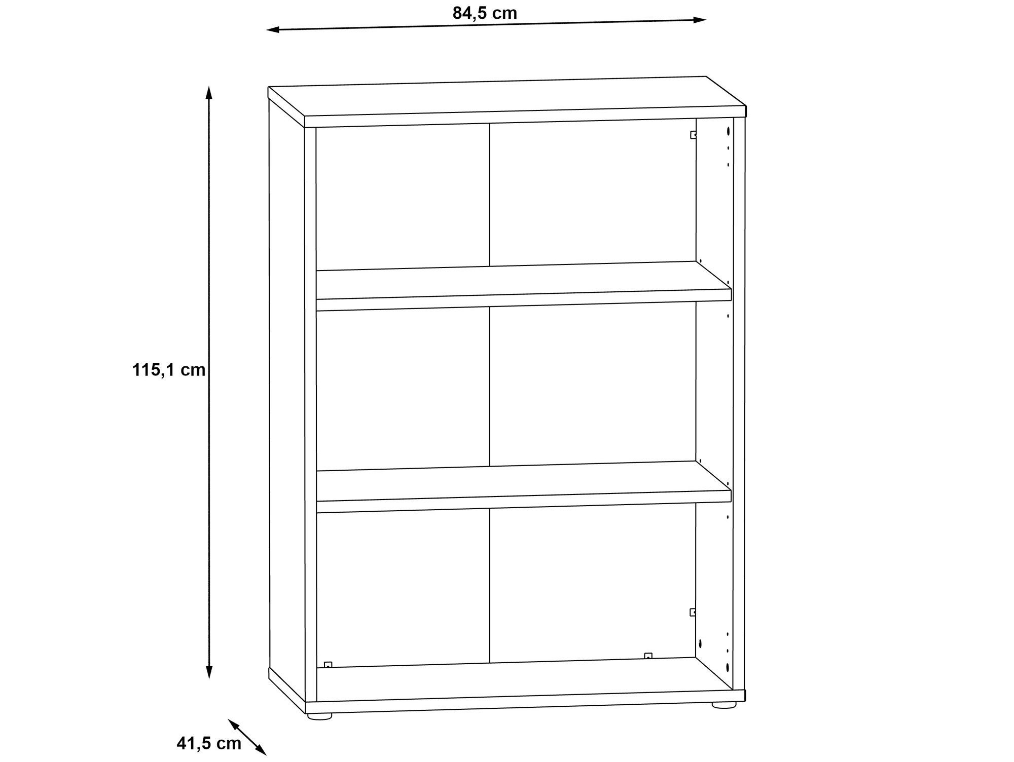 Moebel-Eins Bücherregal, KALINA weiss/grau Büroregal Material Dekorspanplatte, III