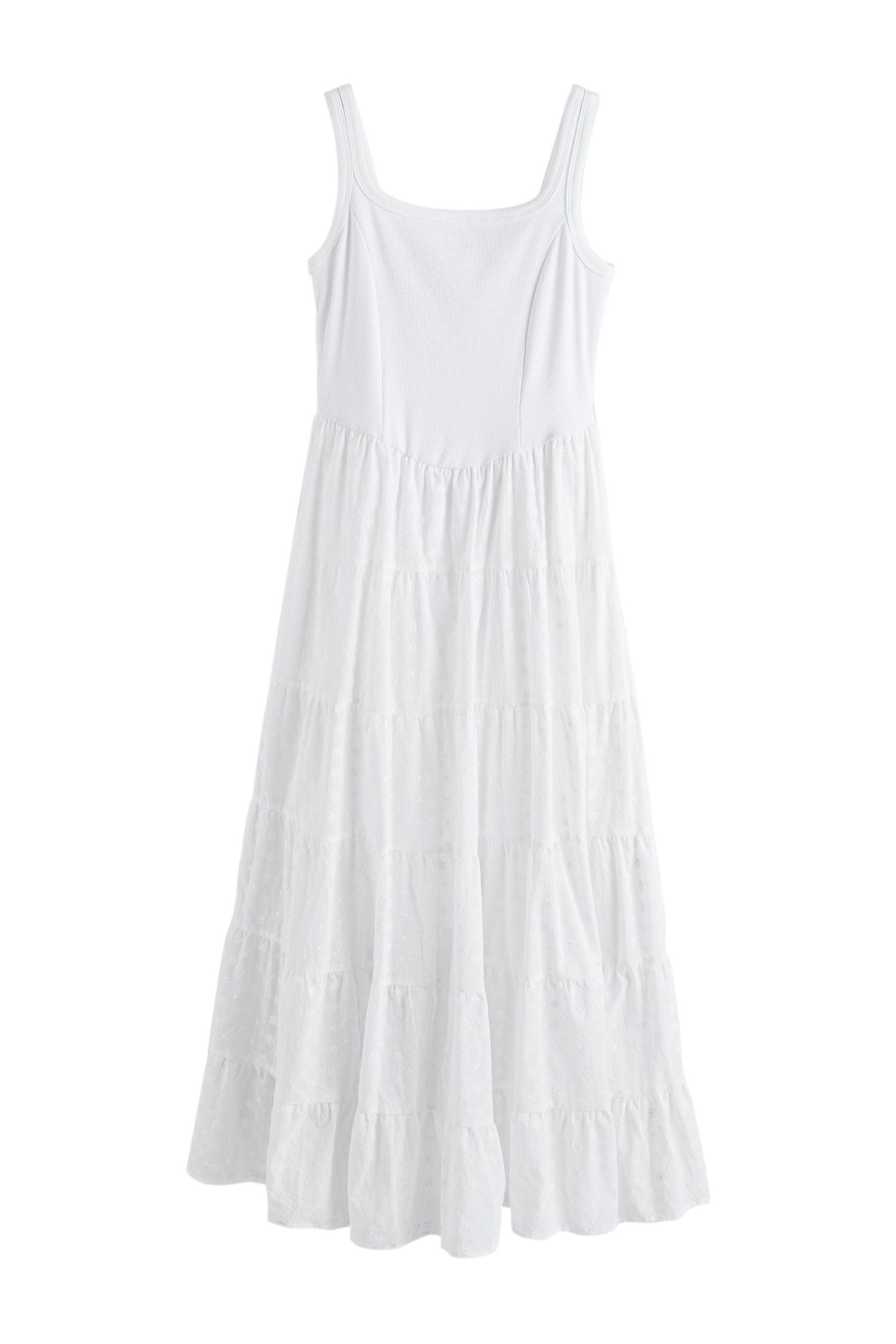 Next Midikleid Gestuftes, ärmelloses Sommerkleid in Midilänge (1-tlg)