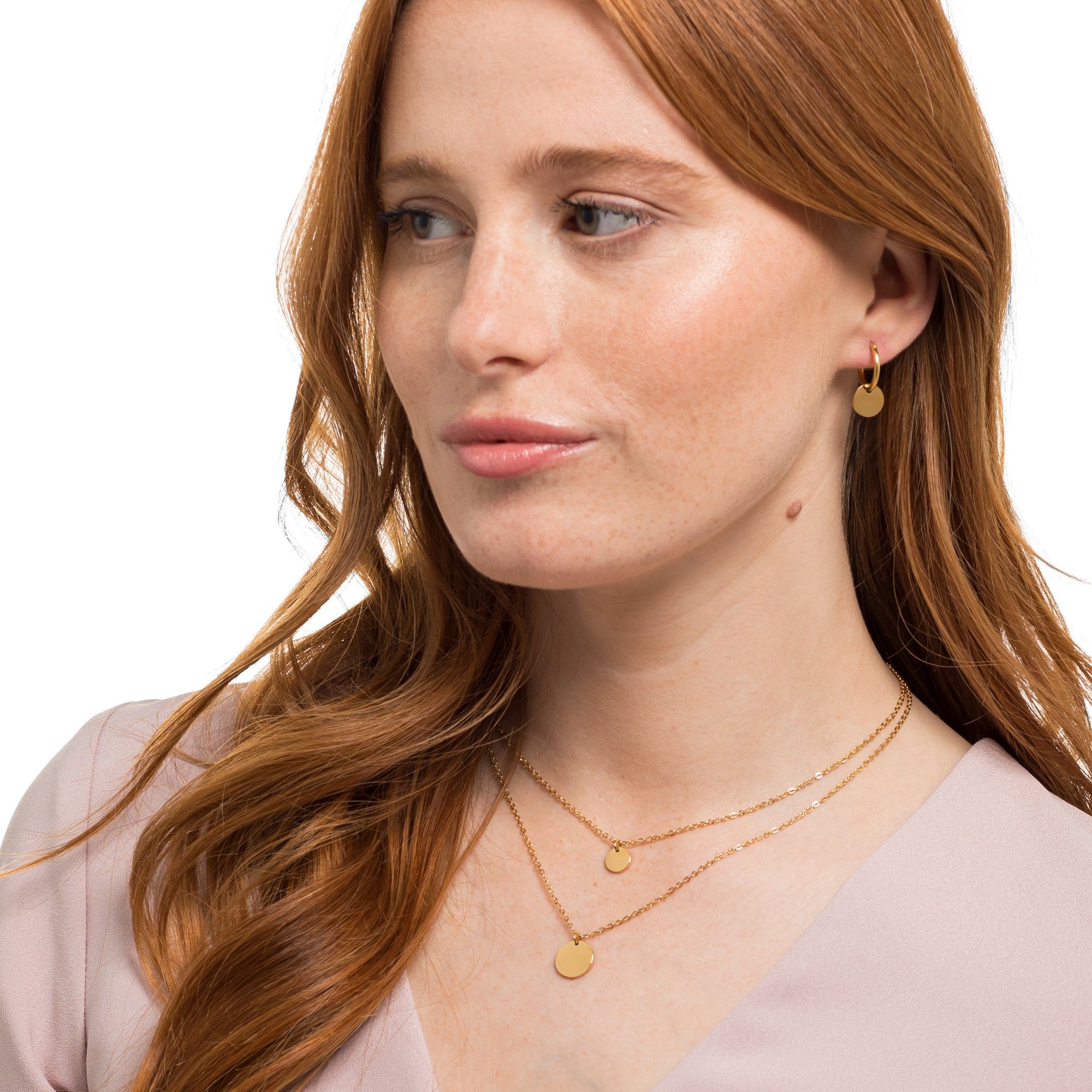 Heideman Collier Set Circuli silberfarben (keine Angabe, inkl. Geschenkverpackung), Geschenkset für Damen mit Kette und Creole