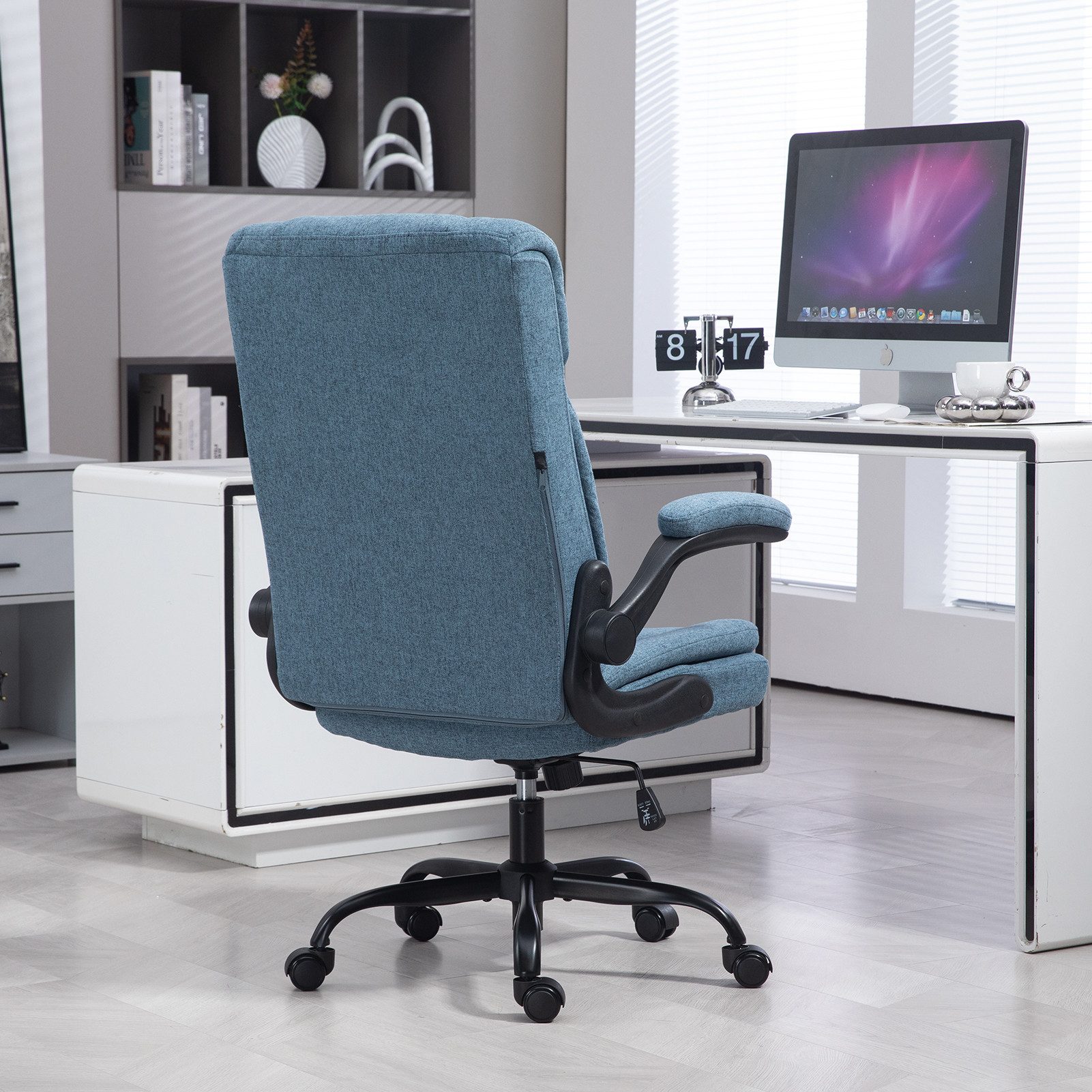 LIYURUI Bürostuhl Ergonomischer 150KG Belastbarkeit Chefsessel Stoff Flip-u günstig online kaufen