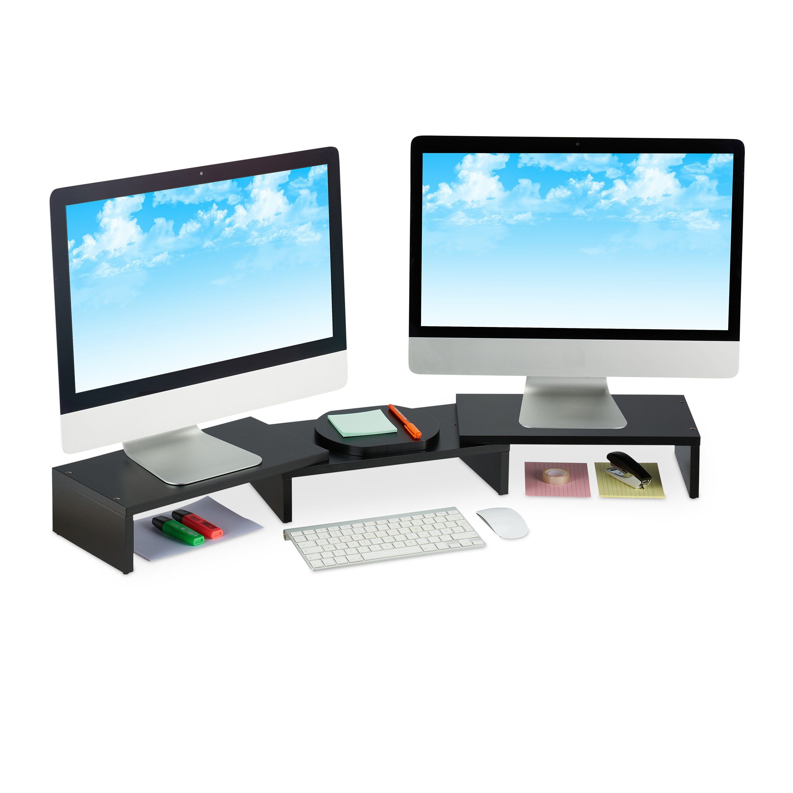 Monitorständer Schwarzer Monitorständer für 2 Monitore