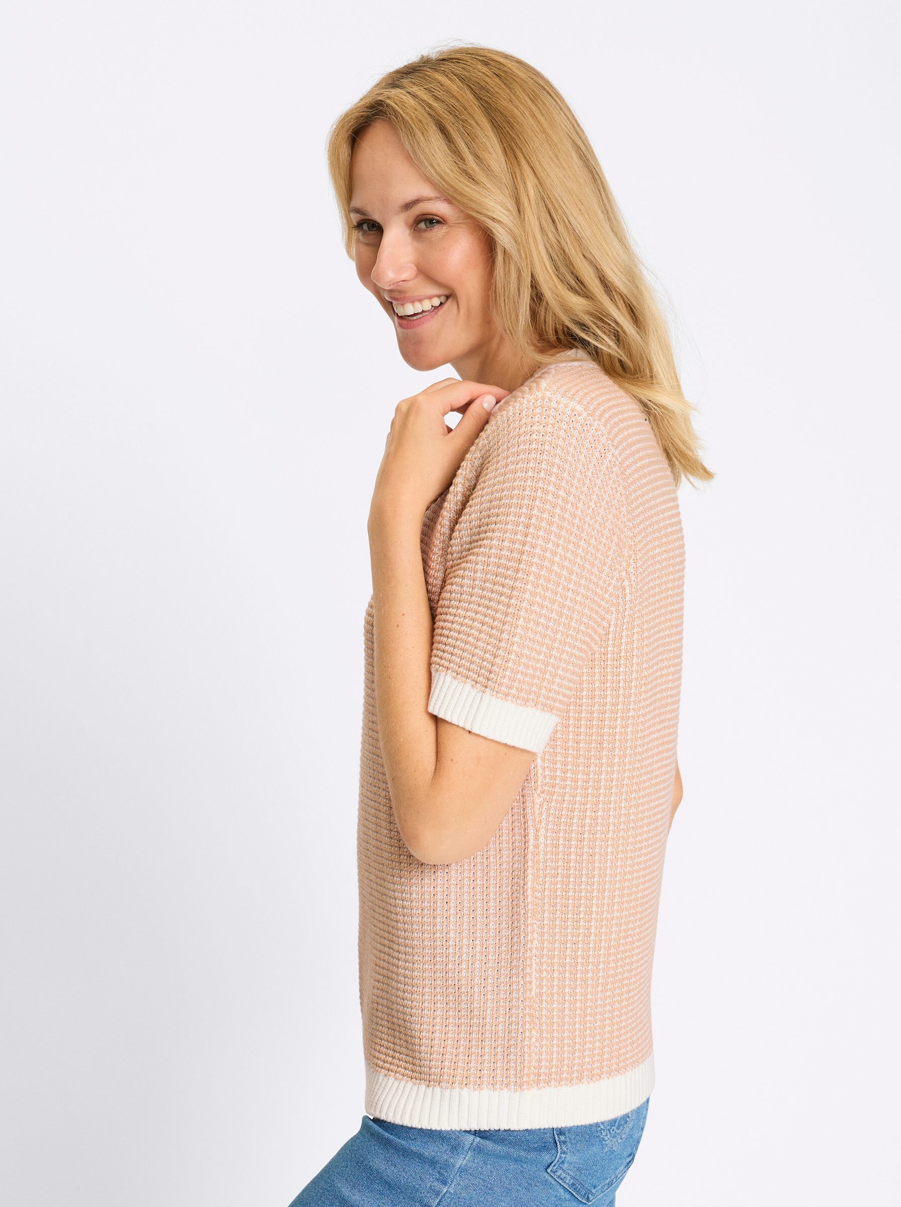 Sieh an! Strickpullover Kurzarm-Pullover Kurzarm Struktur