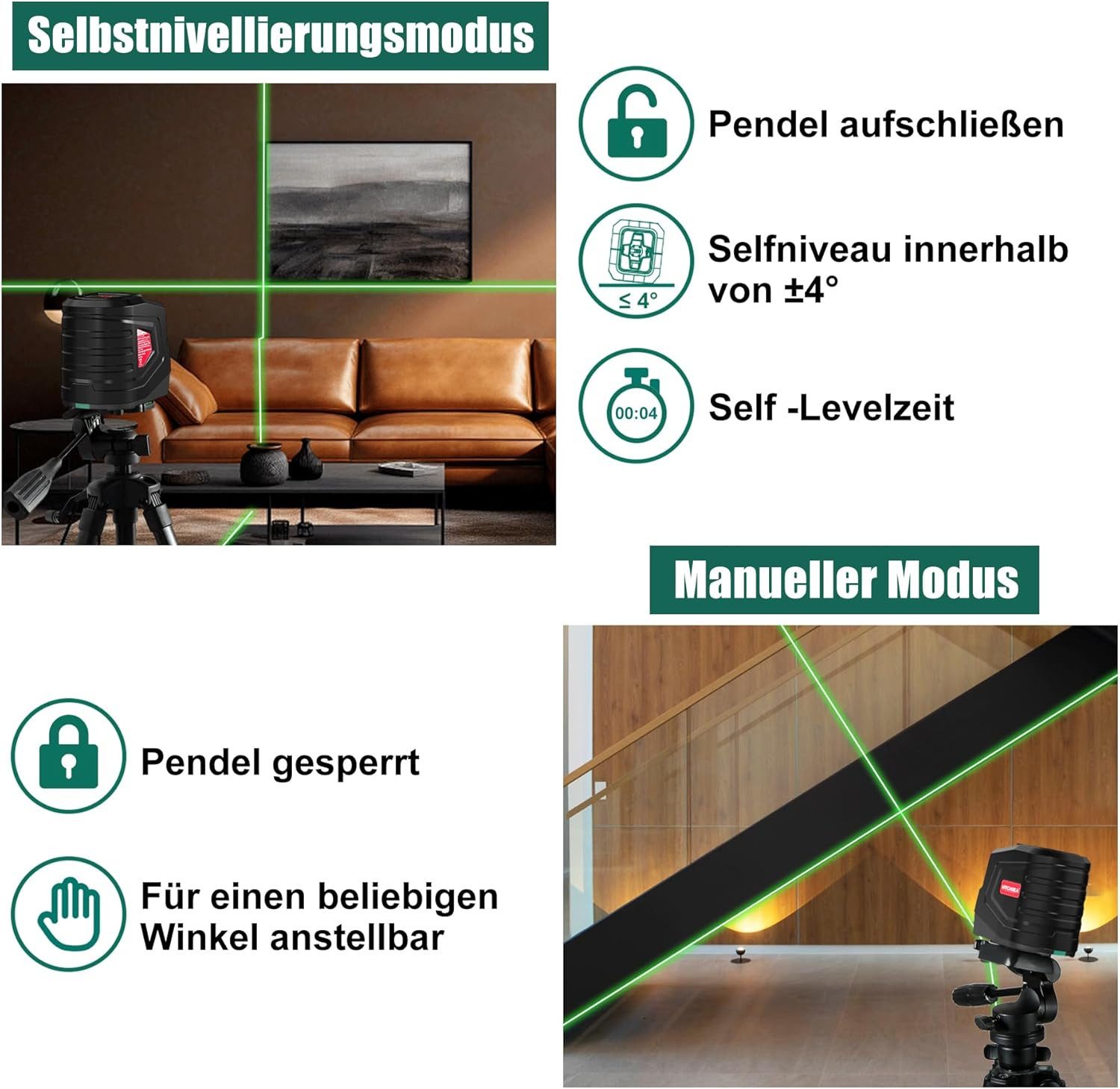 HYCHIKA Laserwasserwaage HYCHIKA Cross Line Laser Green günstig online kaufen