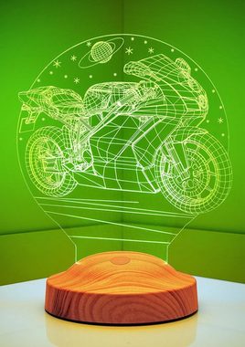 Geschenkelampe LED Nachttischlampe Racing Motorrad 3D Nachtlicht Geschenk für Motorradfahrer, Leuchte 7 Farben fest integriert, Geburtstagsgeschenk für Freunde, Kollege, Partner, Männern, Frauen