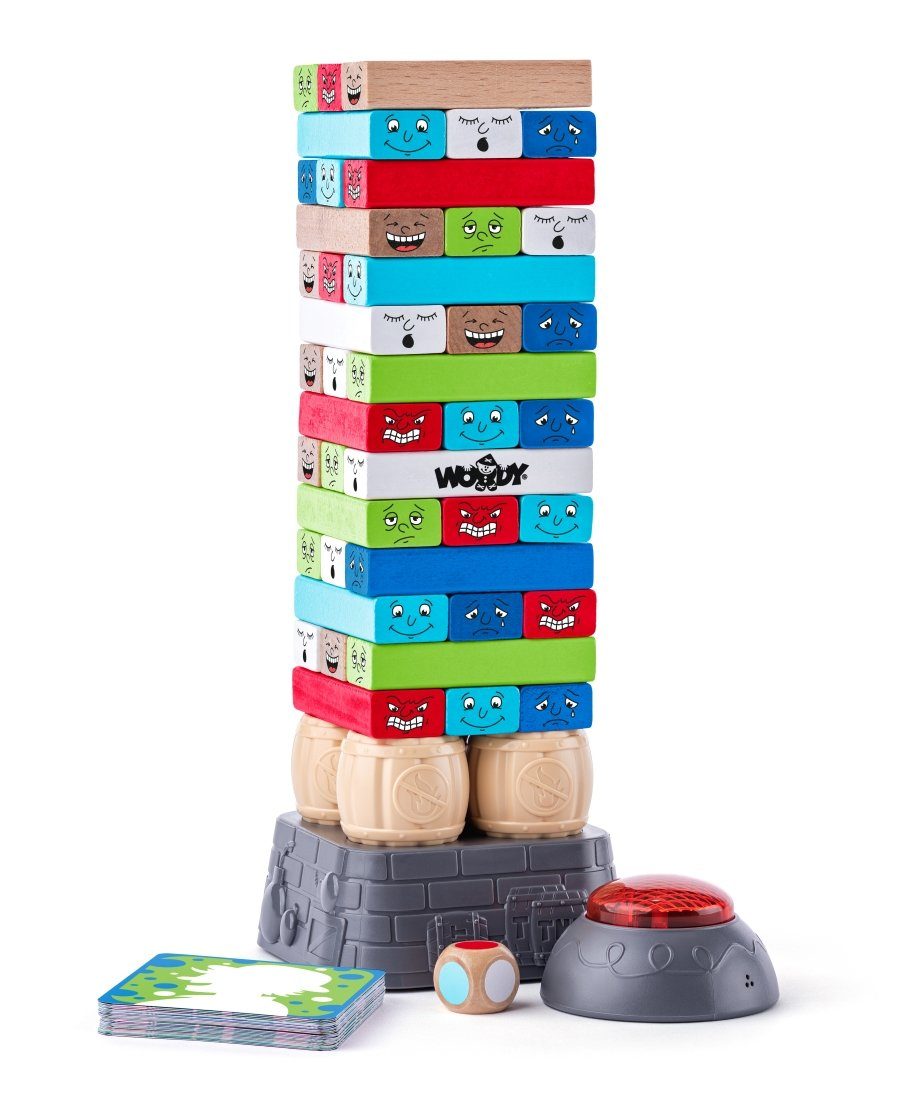Woodyland Lernspielzeug 10212 Holz/Kunststoff - Stapelspiel "ELECTRONIC-TOWER". 49 teilig., Spielturm mit Würfel