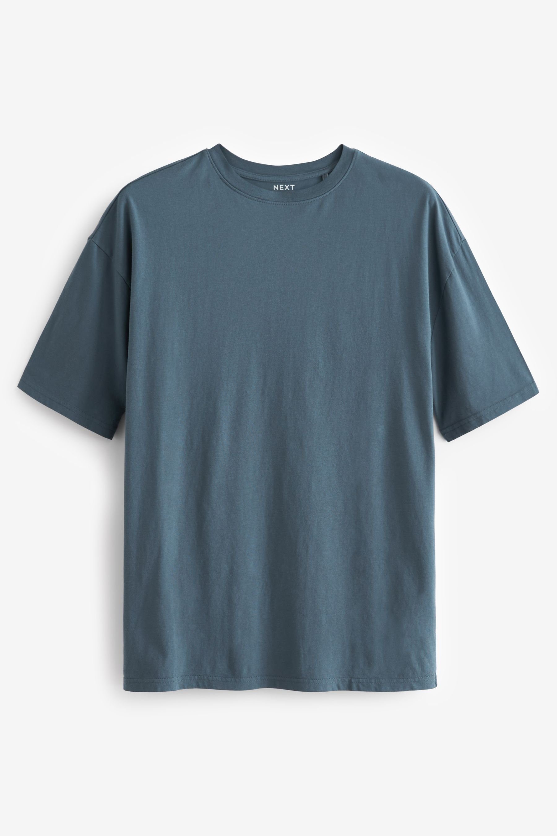 Next T-Shirt Rundhals-T-Shirt im Relaxed Fit (1-tlg) Denim Blue
