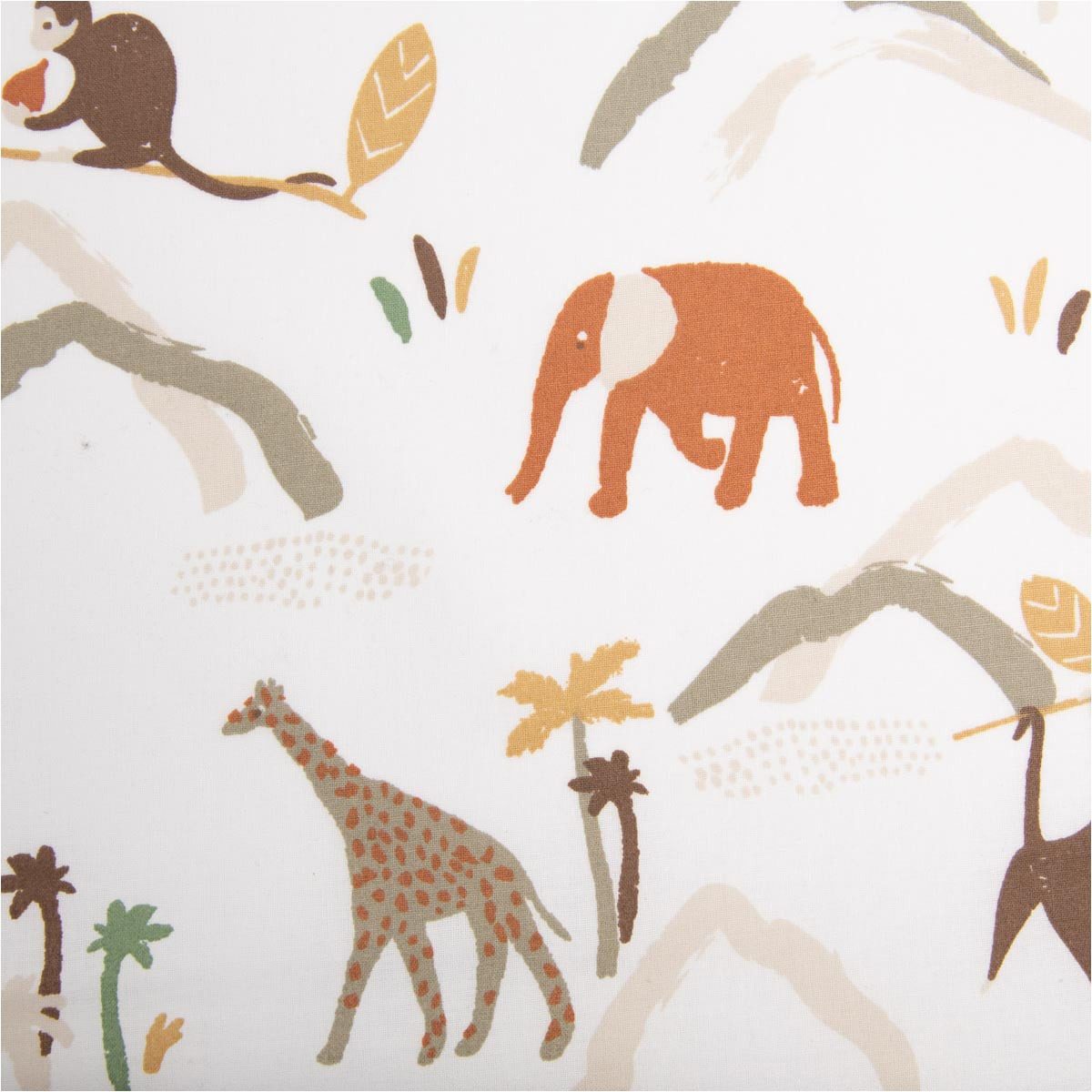 SCHÖNER LEBEN. Stoff Baumwollstoff Zambia Tiere aus Afrika creme braun 1,47m Breite, allergikergeeignet