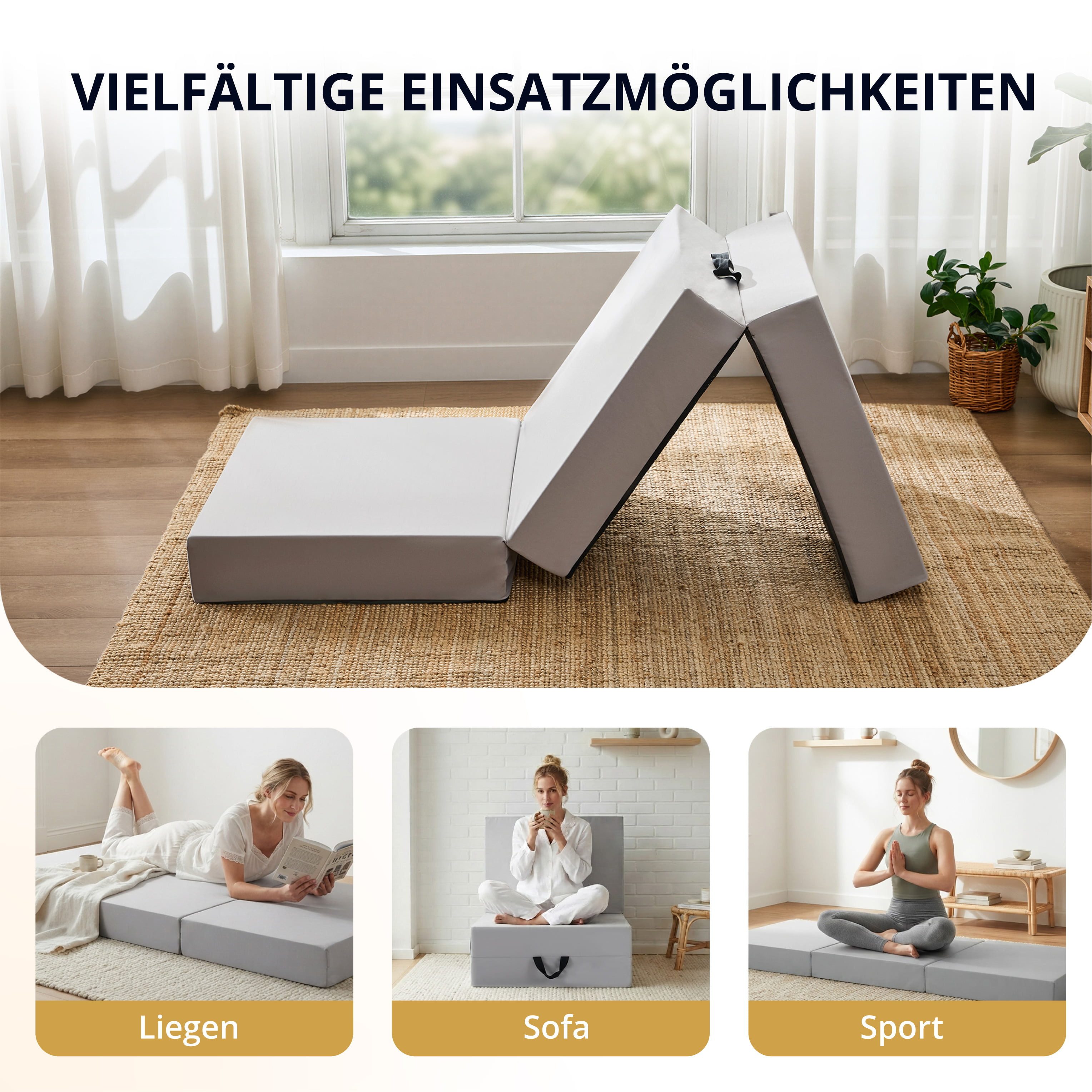 Klappmatratze 15 cm Bambus-Kohle-Memory-Schaum Faltmatratze, Gästematratze Camping, emerspring, 15 cm hoch, Komfortable Faltmatratze für Gäste, Camping und flex – Bild 5 von 5