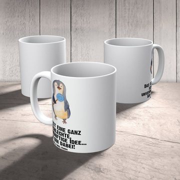 Mr. & Mrs. Panda Tasse Pinguin Lolli - Weiß - Geschenk, Gauner, spülmaschinenfest, naschen, XL Tasse Keramik, Großes Füllvolumen