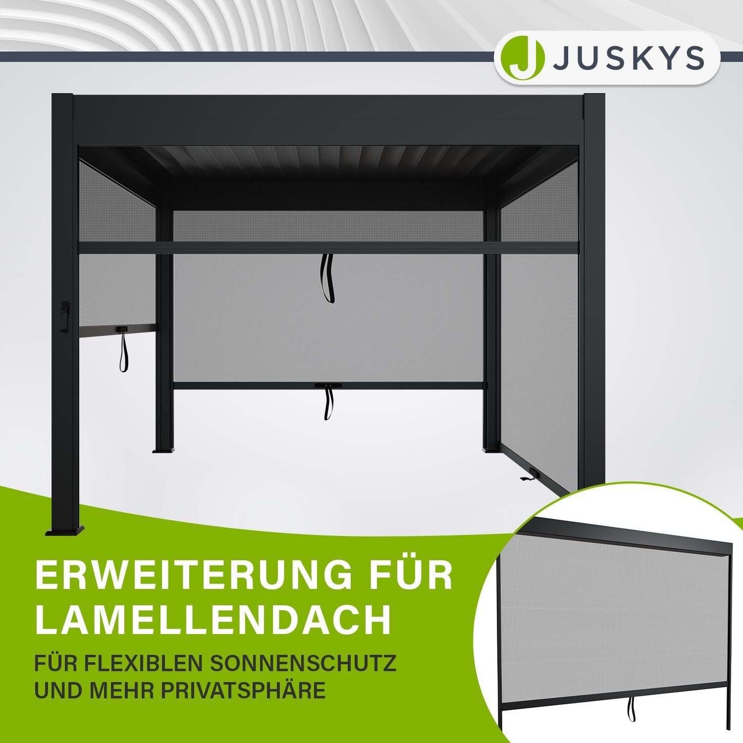Juskys Pavillonseitenteil Tahiti, 300x240 cm, 3 m, Seitenwand für Lamellendach, Alu & Stoff, Rollo einstellbar