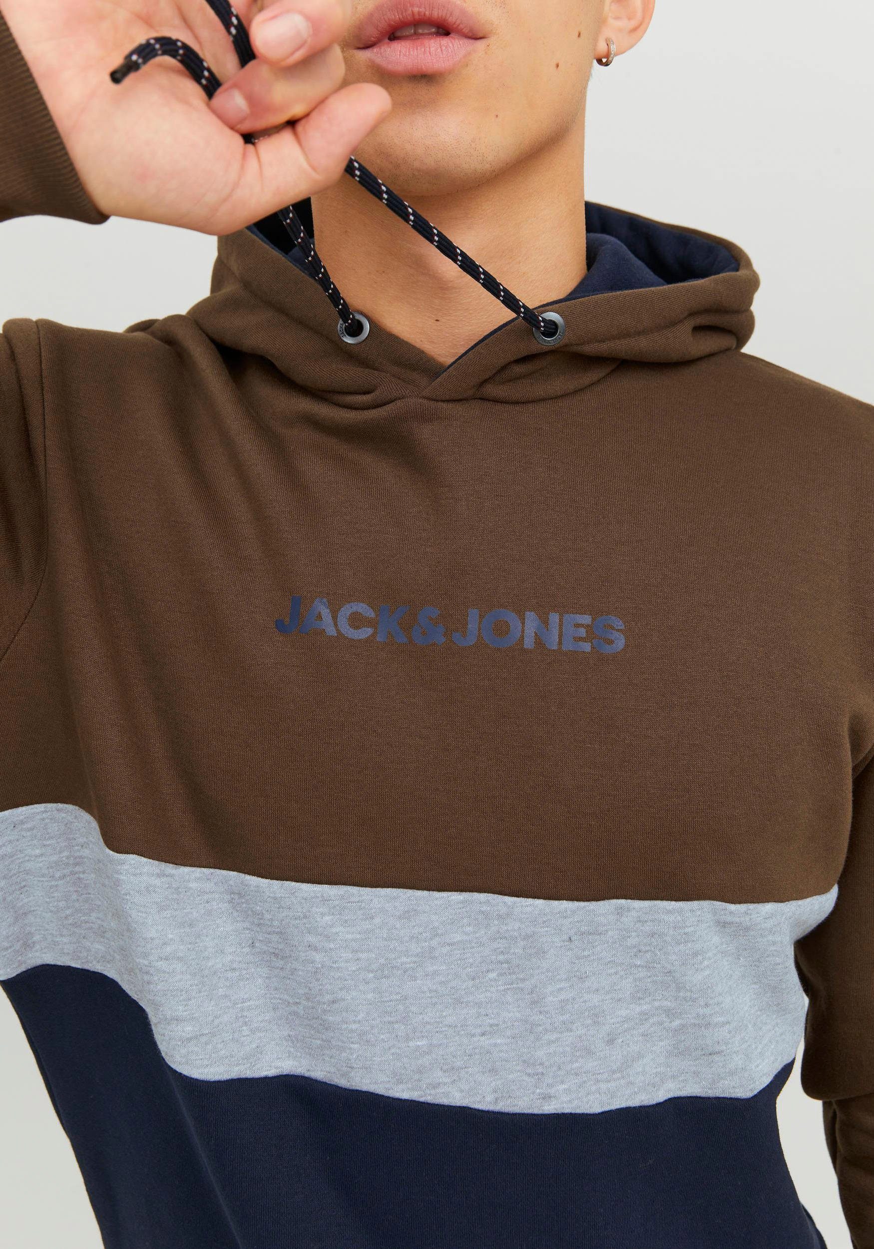JJEREID & HOOD SWEAT Jack Kapuzensweatshirt BLOCKING Jones NOOS Otter