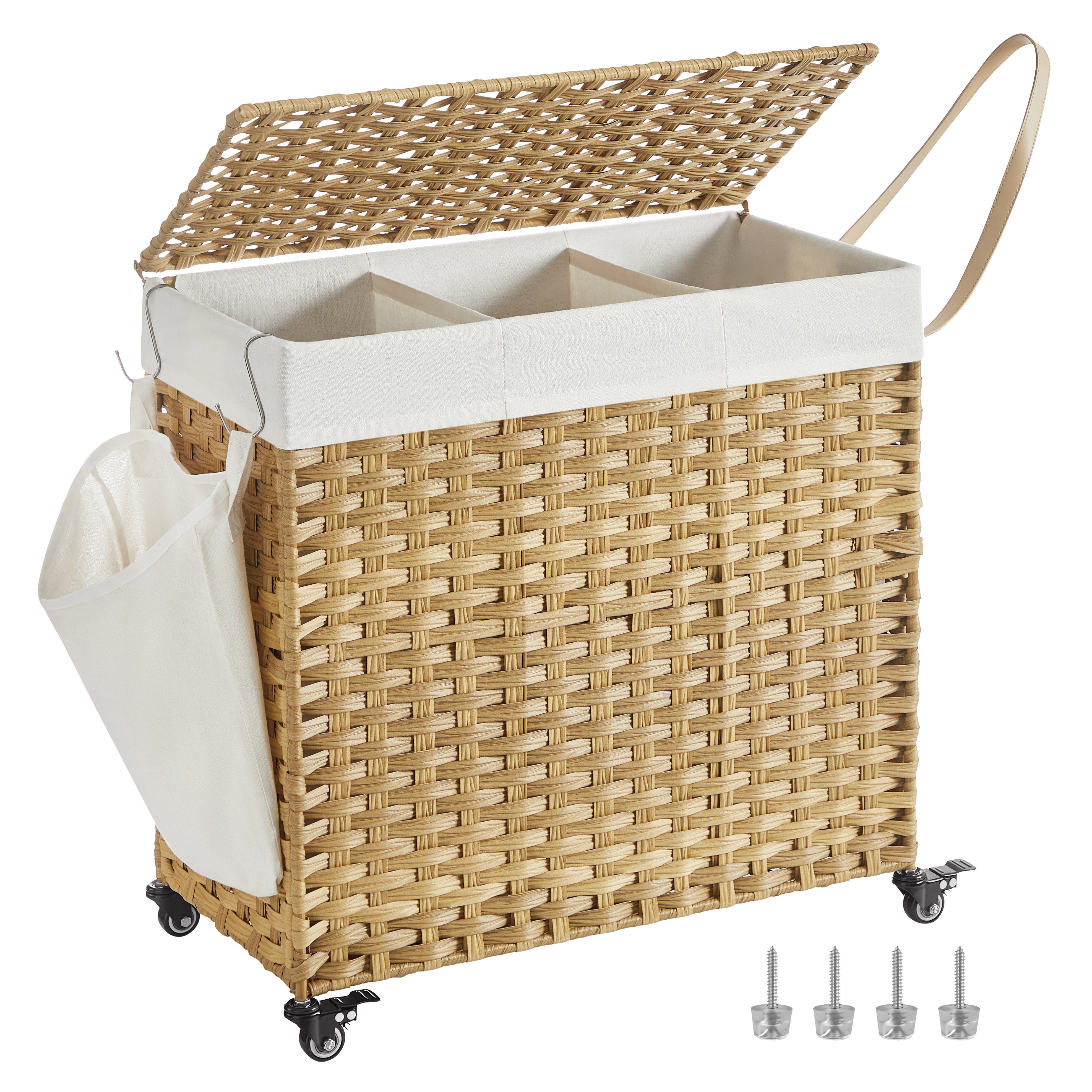 SONGMICS Wäschekorb, 140 L, mit 3 günstig online kaufen