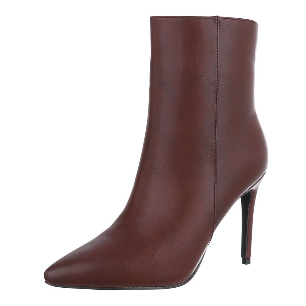Ital-Design Damen Stiefelette spitz mit Stilettoabsatz High-Heel-Stiefelette (92457764) Pfennig-/Stilettoabsatz Stiefeletten in Weinrot von Ital-Design