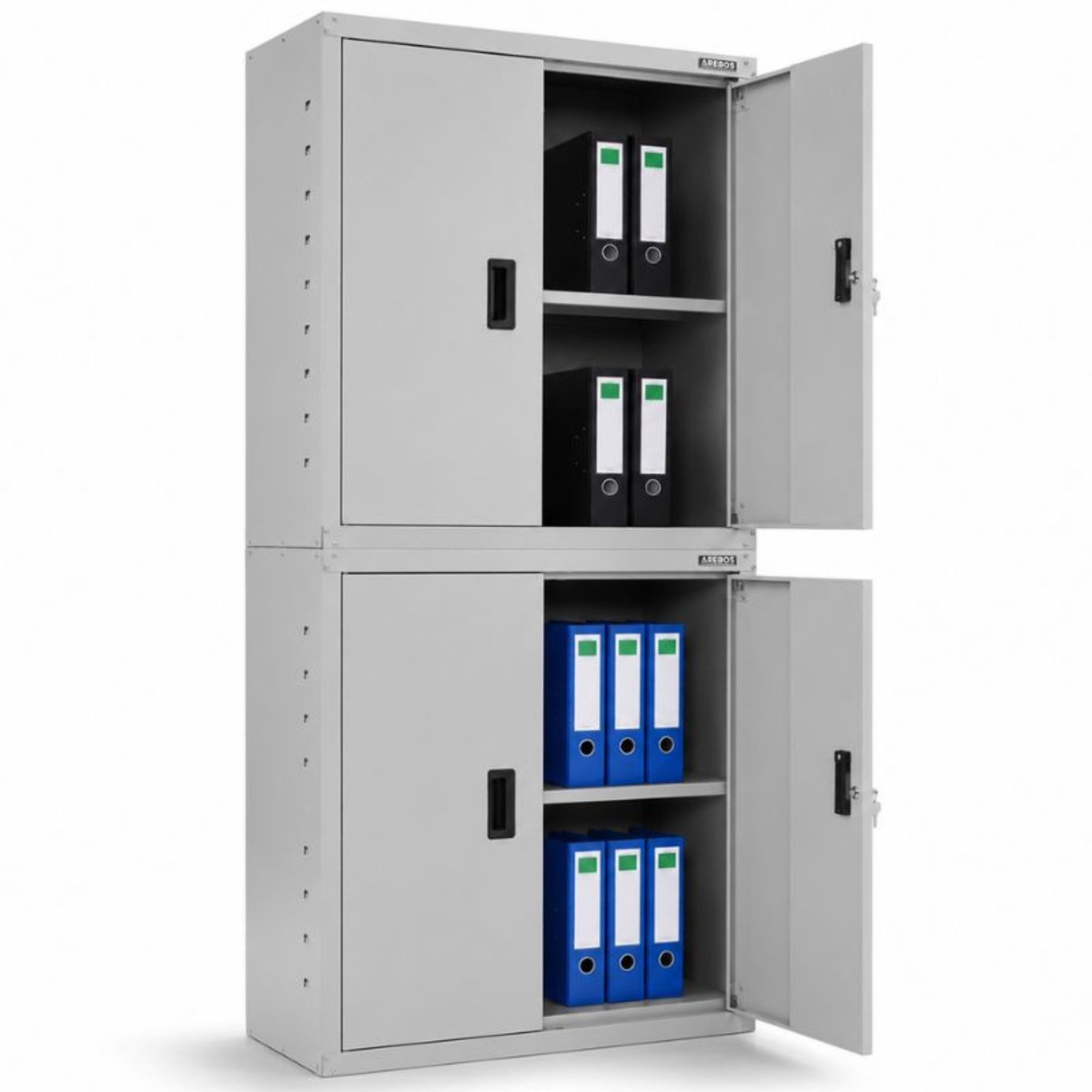 Arebos Aktenschrank Büroschrank Materialschrank Stahlschrank 180 x 90 x 40 cm (2er) Zylinderschloss mit Schlüssel