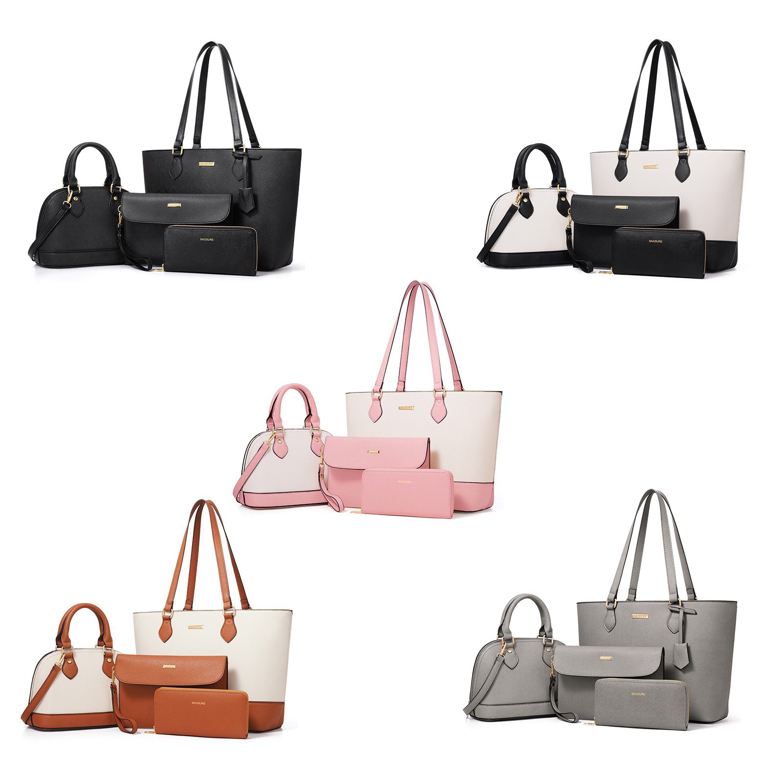 MODFU Henkeltasche Umhängetasche Handtasche Tragetasche Aktentasche Tasche Damen (Schultertasche Arbeitstasche Messenger-Tasche Top Griff mit Schultergurt, 4-tlg., Bürotasche, Ledertasche, Unitasche, Freizeittasche, Kunstleder), für Frau Frauen Jungen Freizeit Arbeit Business Schule Büro Reisen usw