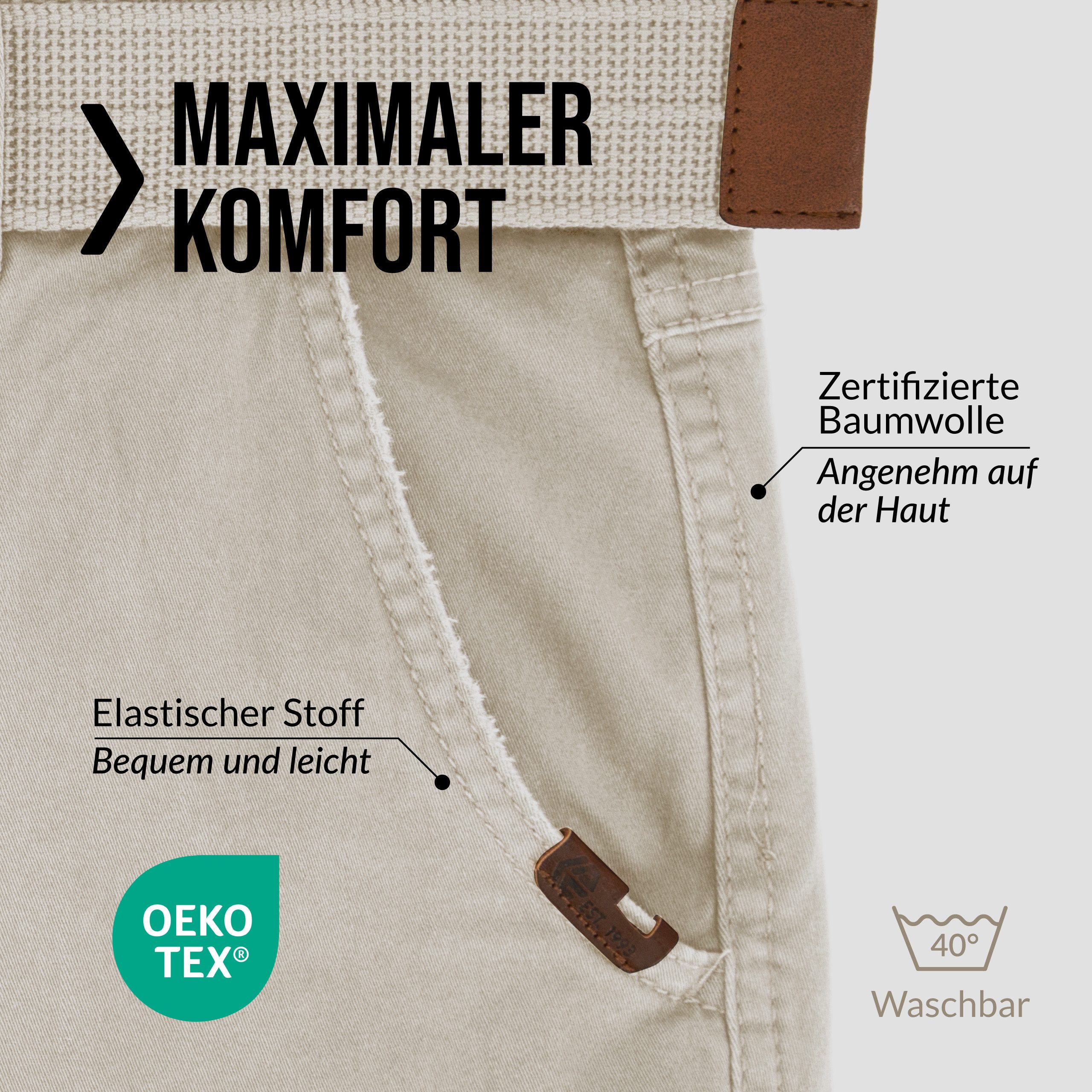 Indicode Cargohose Herren William Cargo Hose Herrenhose mit 7 Taschen, inkl. Gürtel