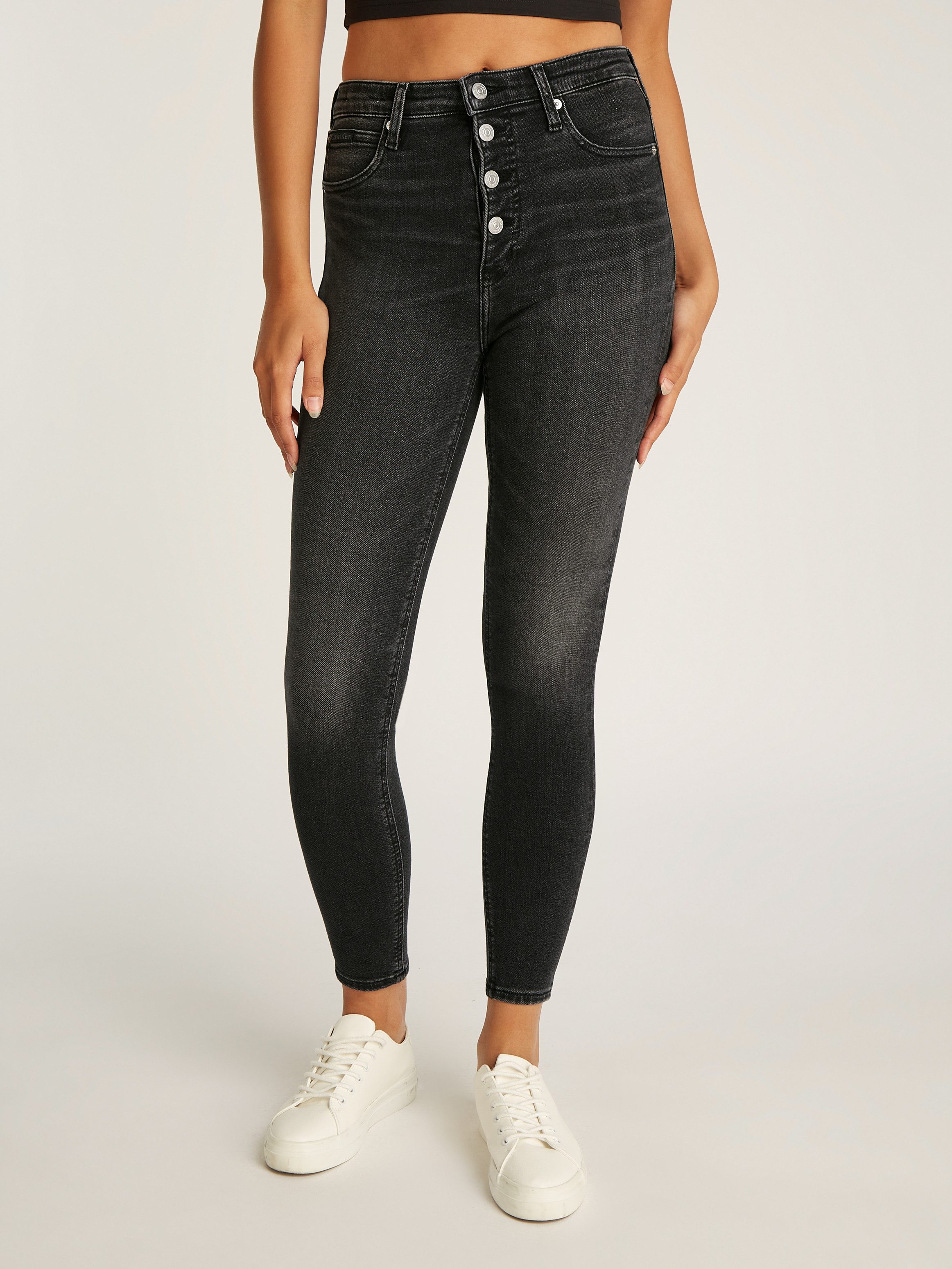 Calvin Klein Jeans Skinny-fit-Jeans HIGH RISE SUPER SKINNY ANKLE in dunkelgrauer Waschung
