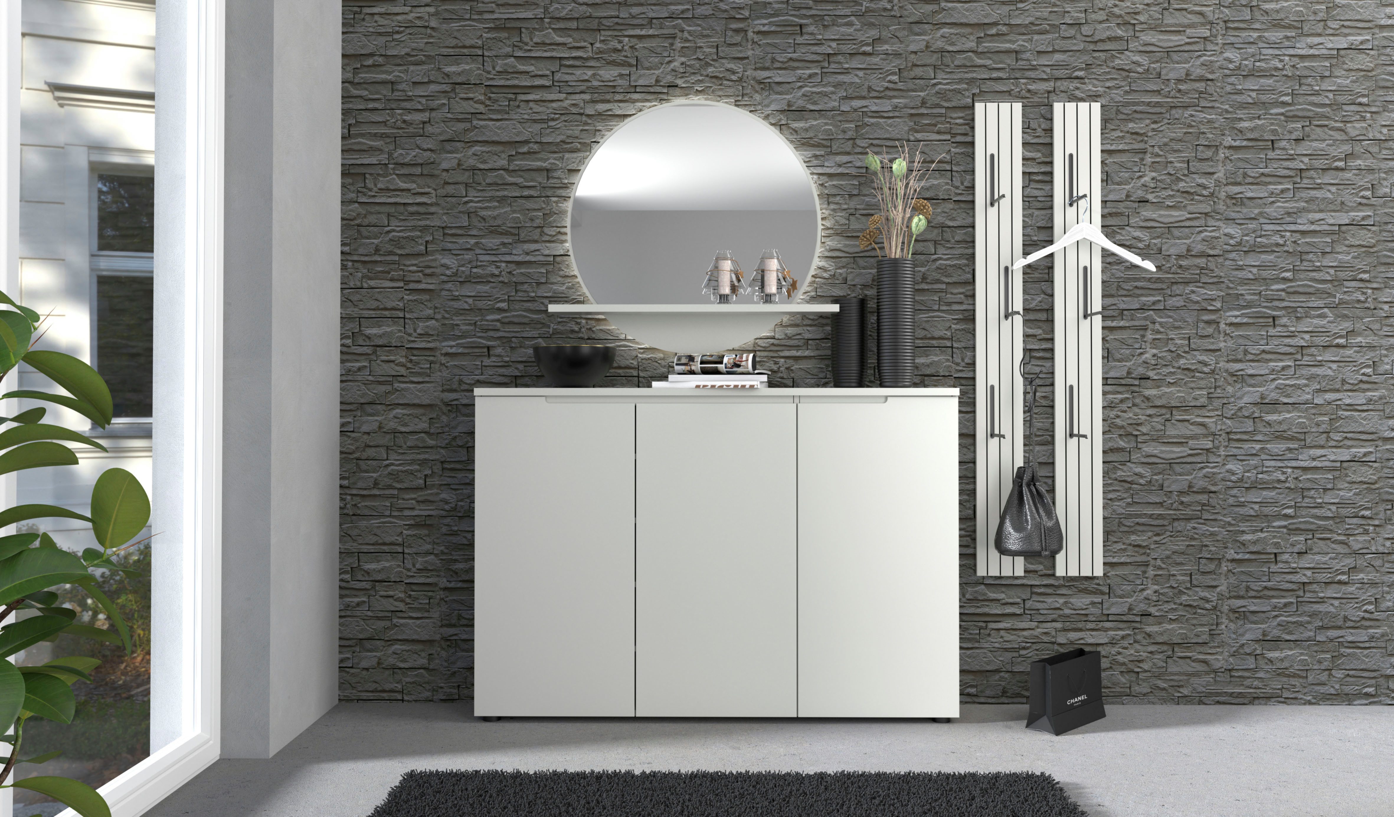 Innostyle Garderobenspiegel Garderobenspiegel BRESTA, BxHxT 88/80/18 cm (1-St), 1 Ablageboden, LED-Beleuchtung, große Fläche