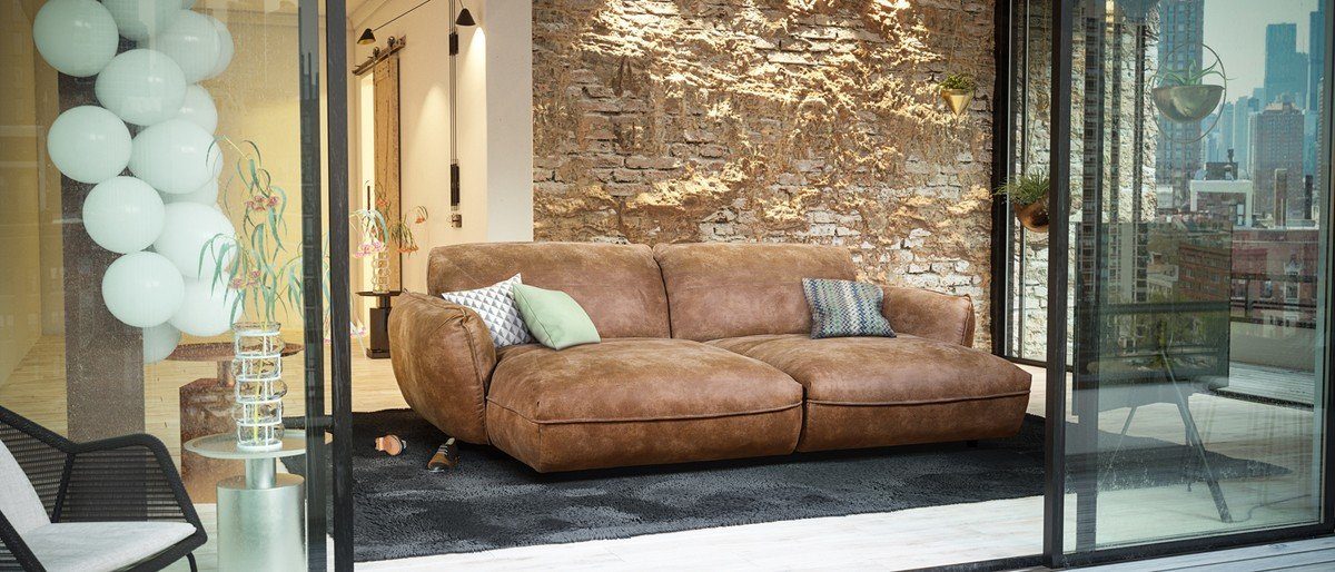Kasper-Wohndesign Big Sofa Longchair Stoff braun »Davito ...