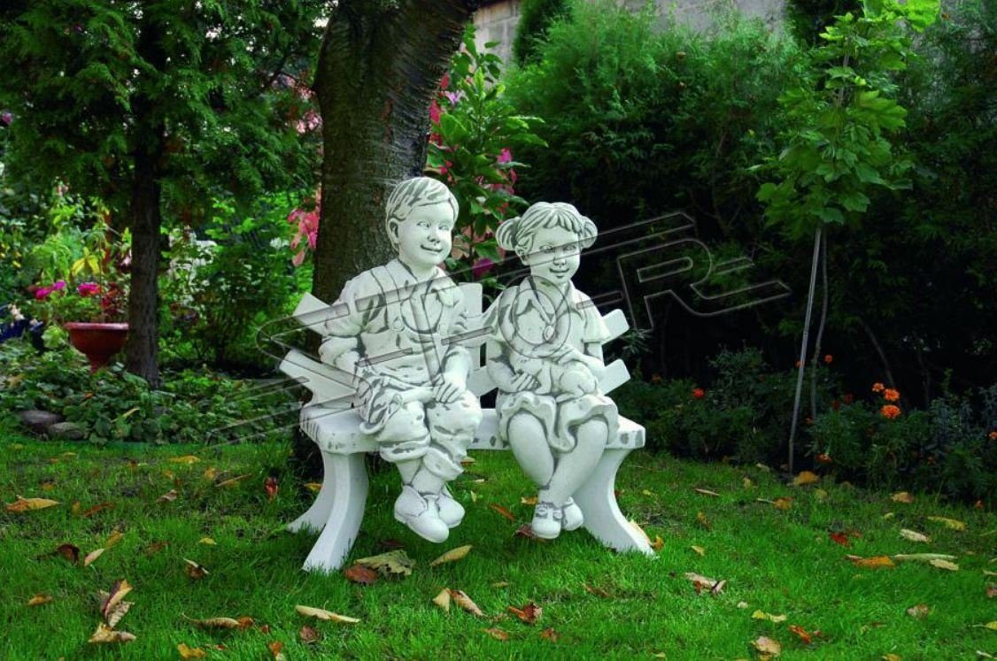 Garten Skulptur Dekoration Skulptur Statuen Statue Figuren Sitzende Bub JVmoebel Figur