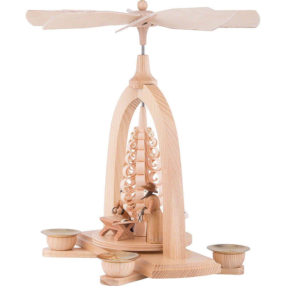 Seiffener Kunsthandwerk Theo Lorenz Weihnachtspyramide 1-stöckige Pyramide Krippe (23cm) von Theo Lorenz Kunsthandwerk
