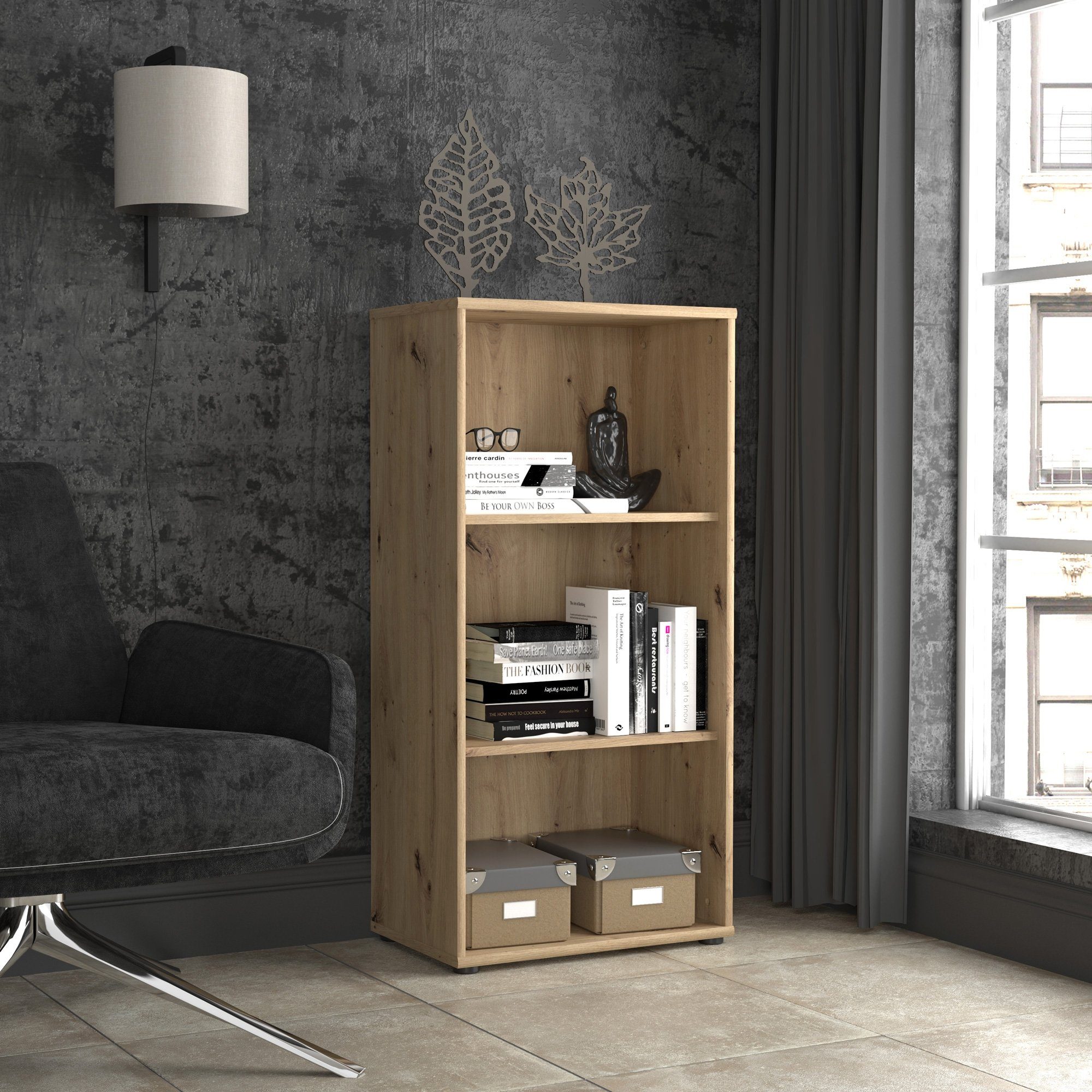 Newroom Regal Lucius, Regal Artisan Eiche Modern Bücherregal Standregal Büro | Regale