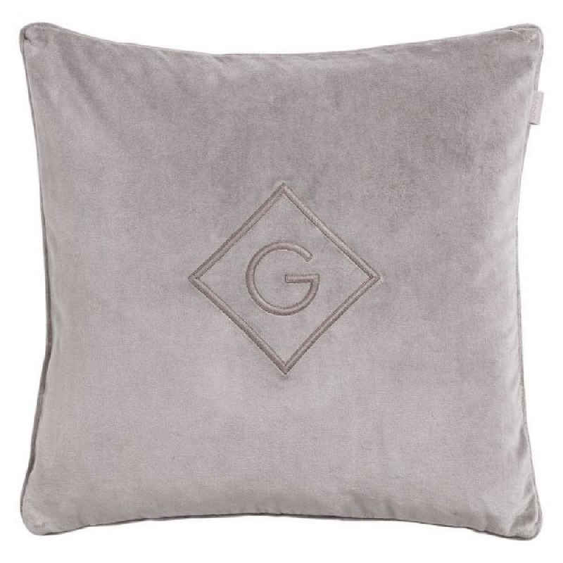 Kissenhülle Gant Home Kissen Velvet G Cushion Samtkissen Elephant Grey (50x50cm), Gant