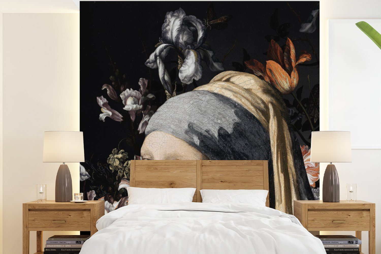 Gemälde Vermeer, Fototapete für Schlafzimmer Fototapete Vliestapete - St), Matt, Blumen bedruckt, Küche, - (4 MuchoWow Wohnzimmer