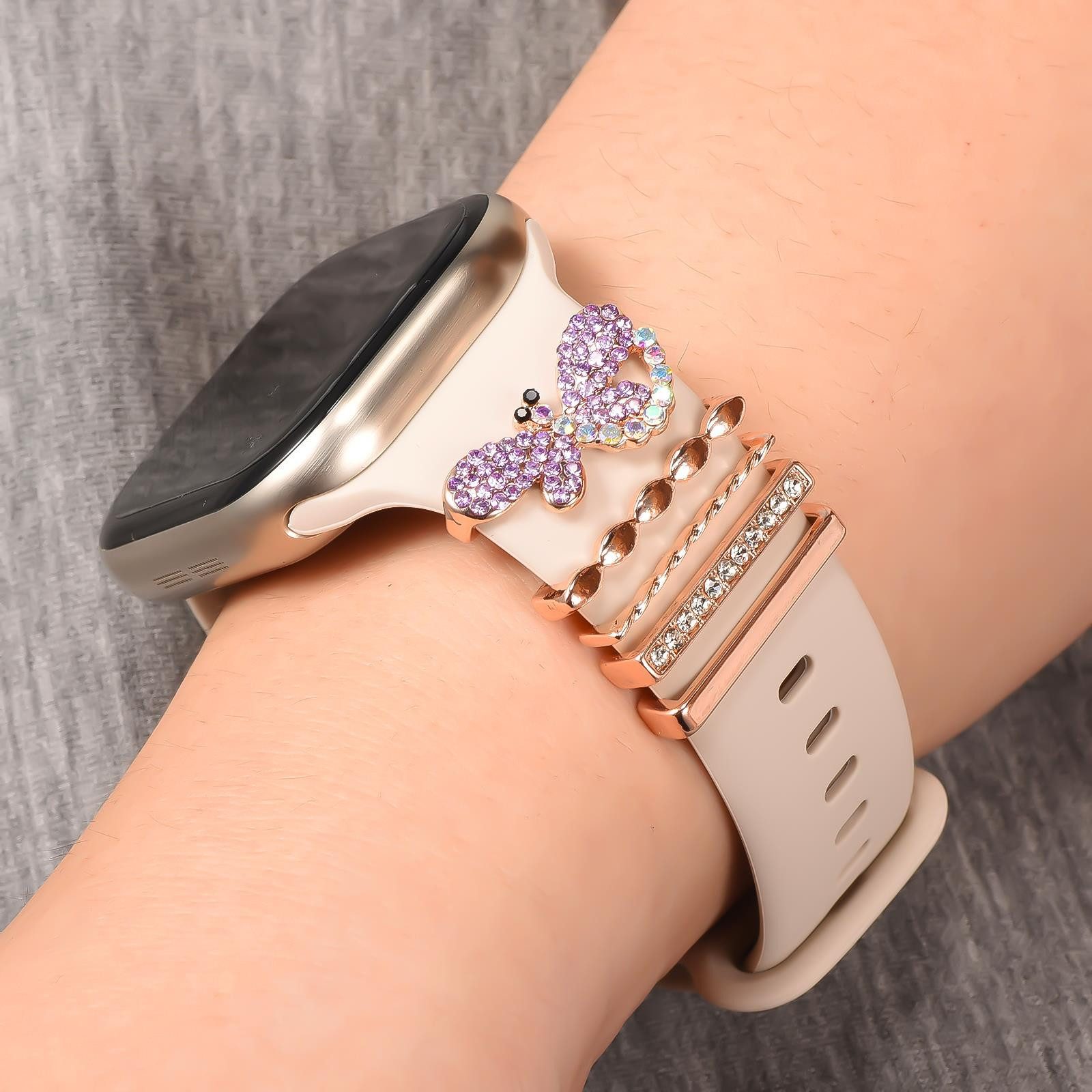 CoolGadget Smartwatch-Armband Schmuck Ringe Charms Uhren Deko Motiv Clips 21mm, Zubehör passend für alle Apple Watch und Samsung Galaxy Watch Modelle