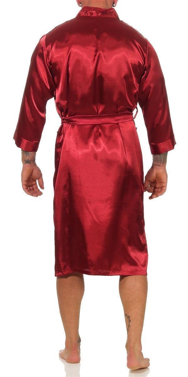 EloModa Morgenmantel Herren Morgenmantel Robe Bathrobe Bademantel Satin, M L XL 2XL, wadenlang, Polyester