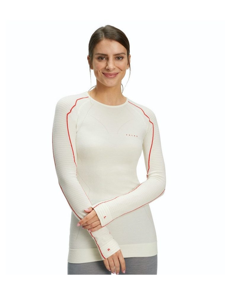FALKE Langarmshirt Wool Tech (Merinowolle) Unterwäsche weiss Damen
