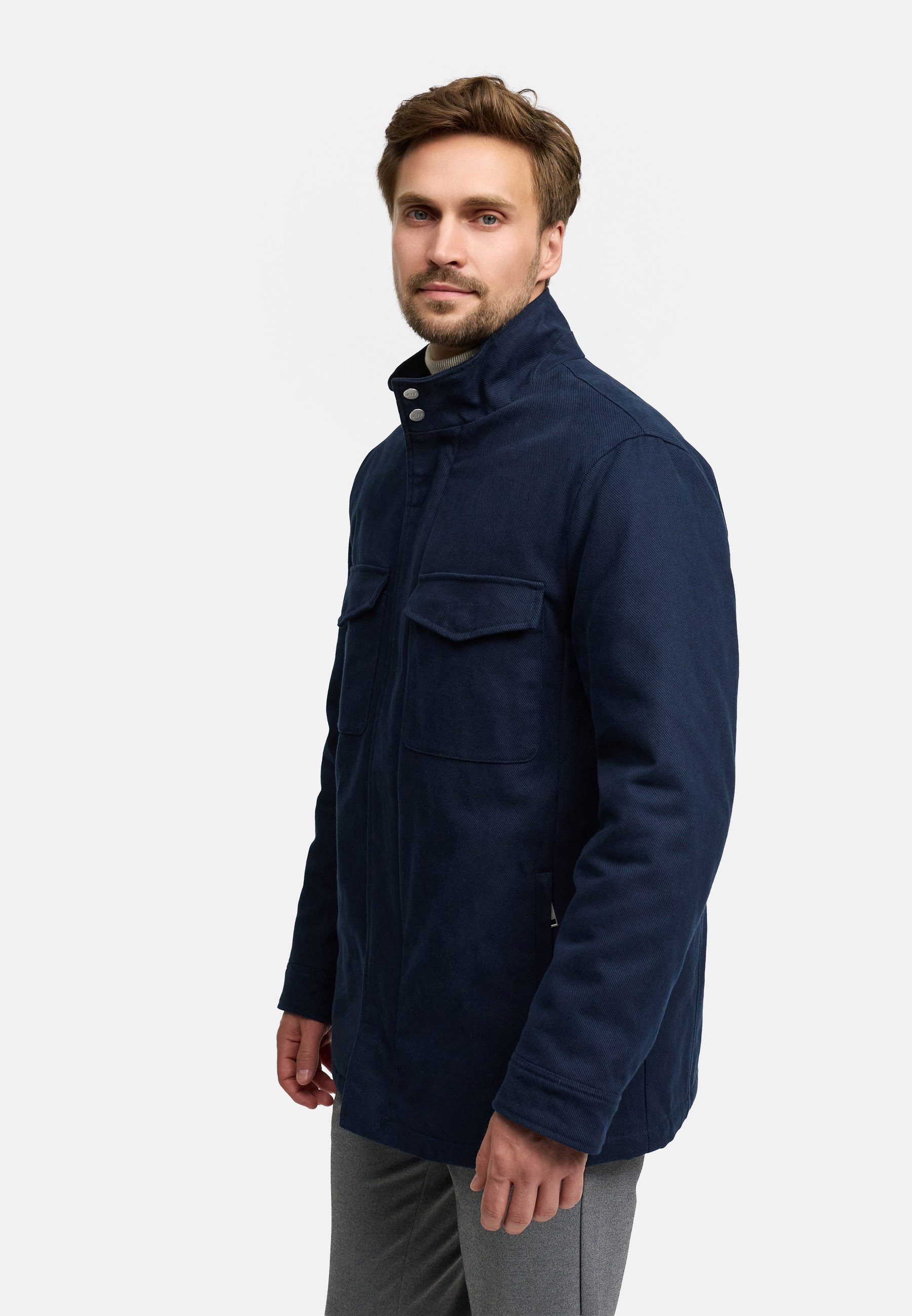 Jeff Sommerjacke Herren JFAntoine Wintermantel Herrenmantel aus strapazierfähigem Baumwoll-Twill mit Stehkragen